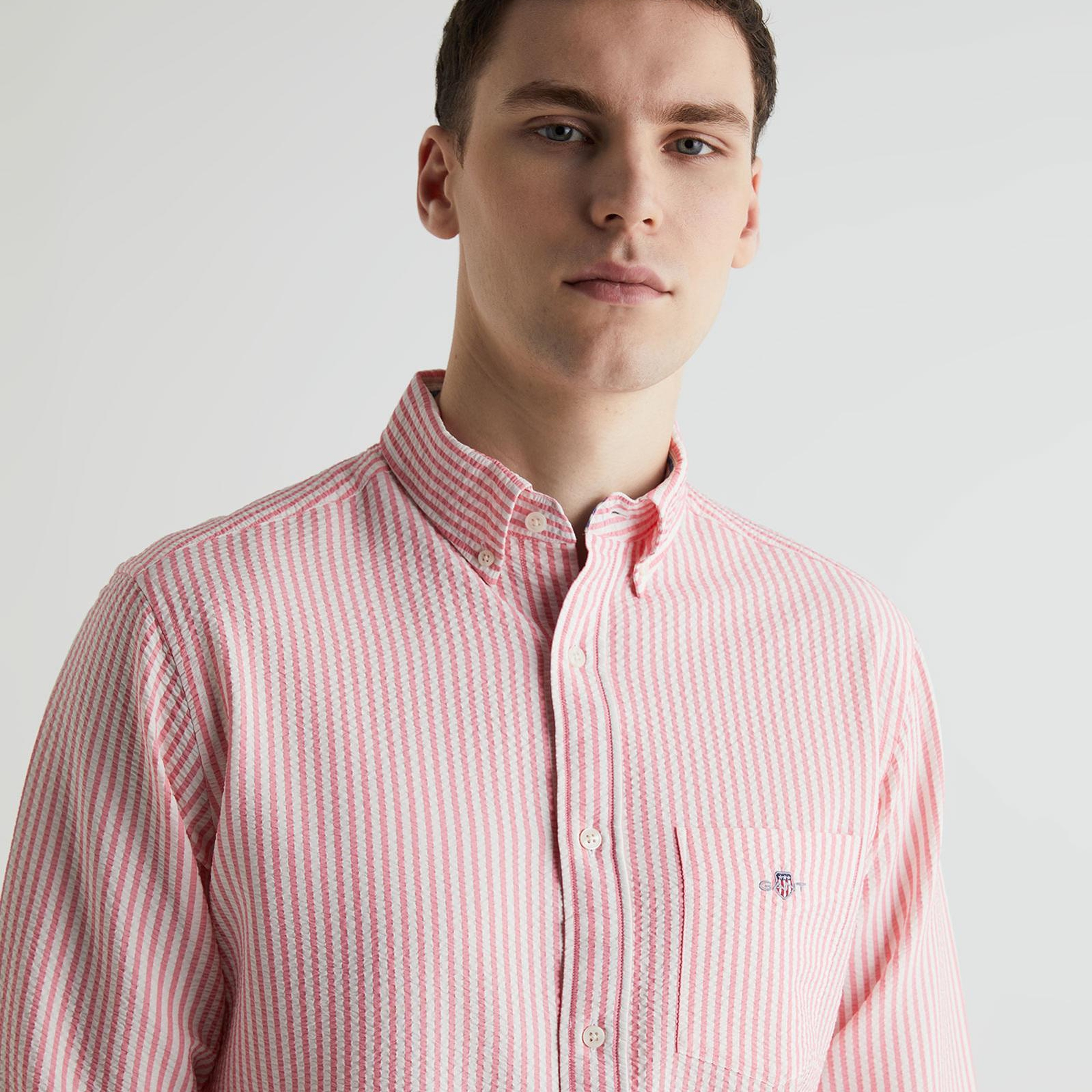 GANT Erkek Pembe Regular Fit Klasik Yaka Çizgili Gömlek