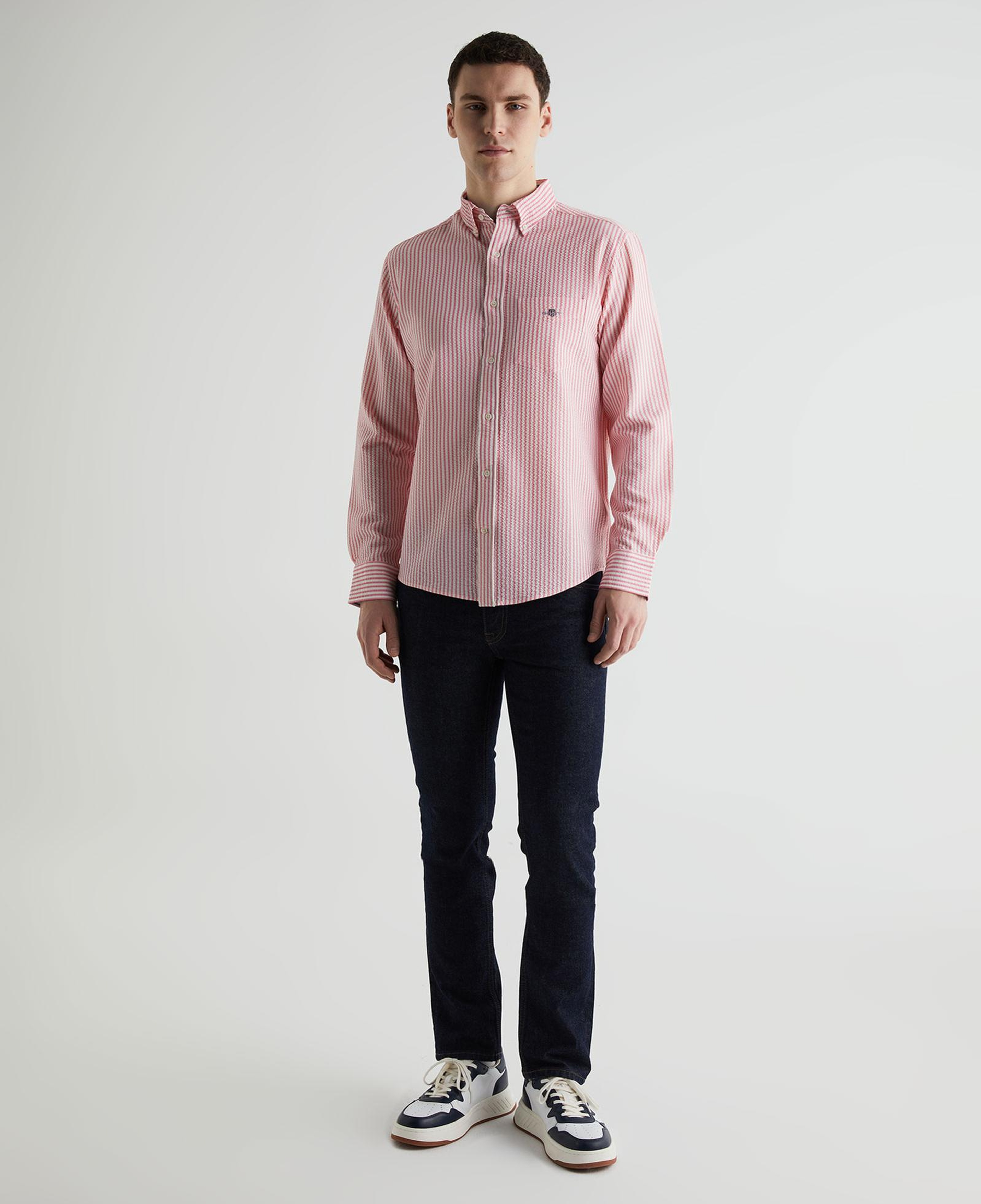 GANT Erkek Pembe Regular Fit Klasik Yaka Çizgili Gömlek