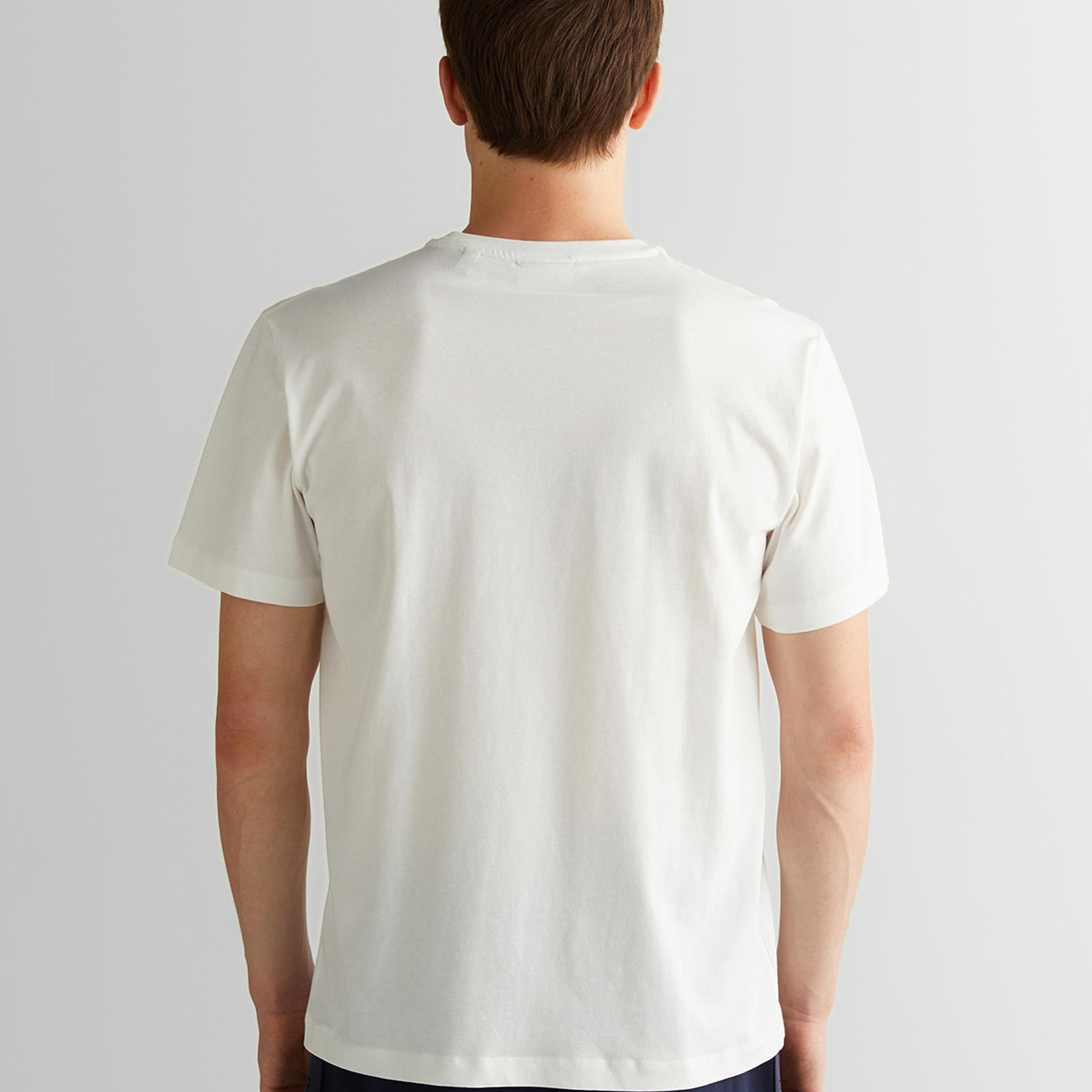 GANT Erkek Krem Regular Fit Bisiklet Yaka Logolu T-Shirt