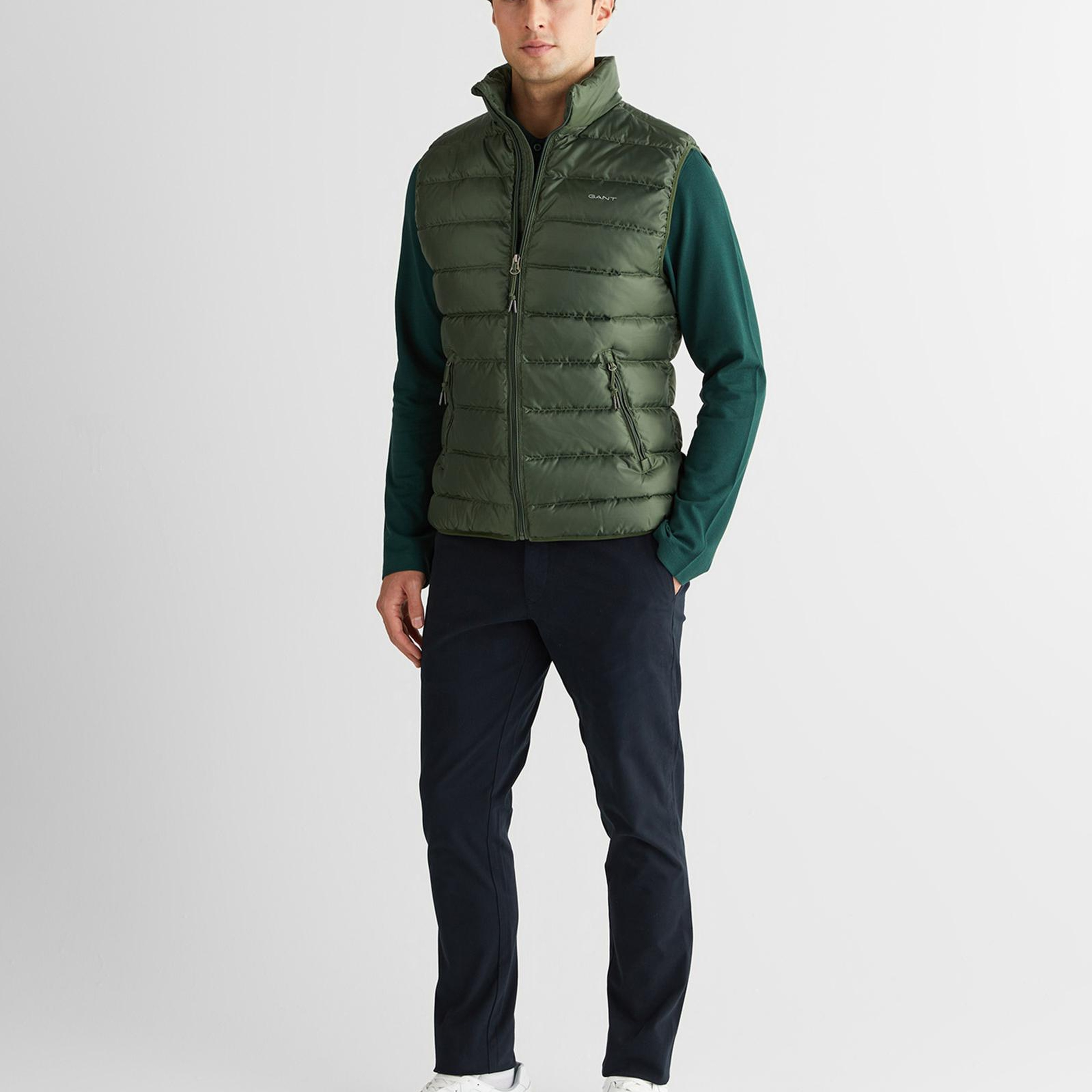 GANT Erkek Yeşil Regular Fit Dik Yaka Kaz Tüyü Yelek