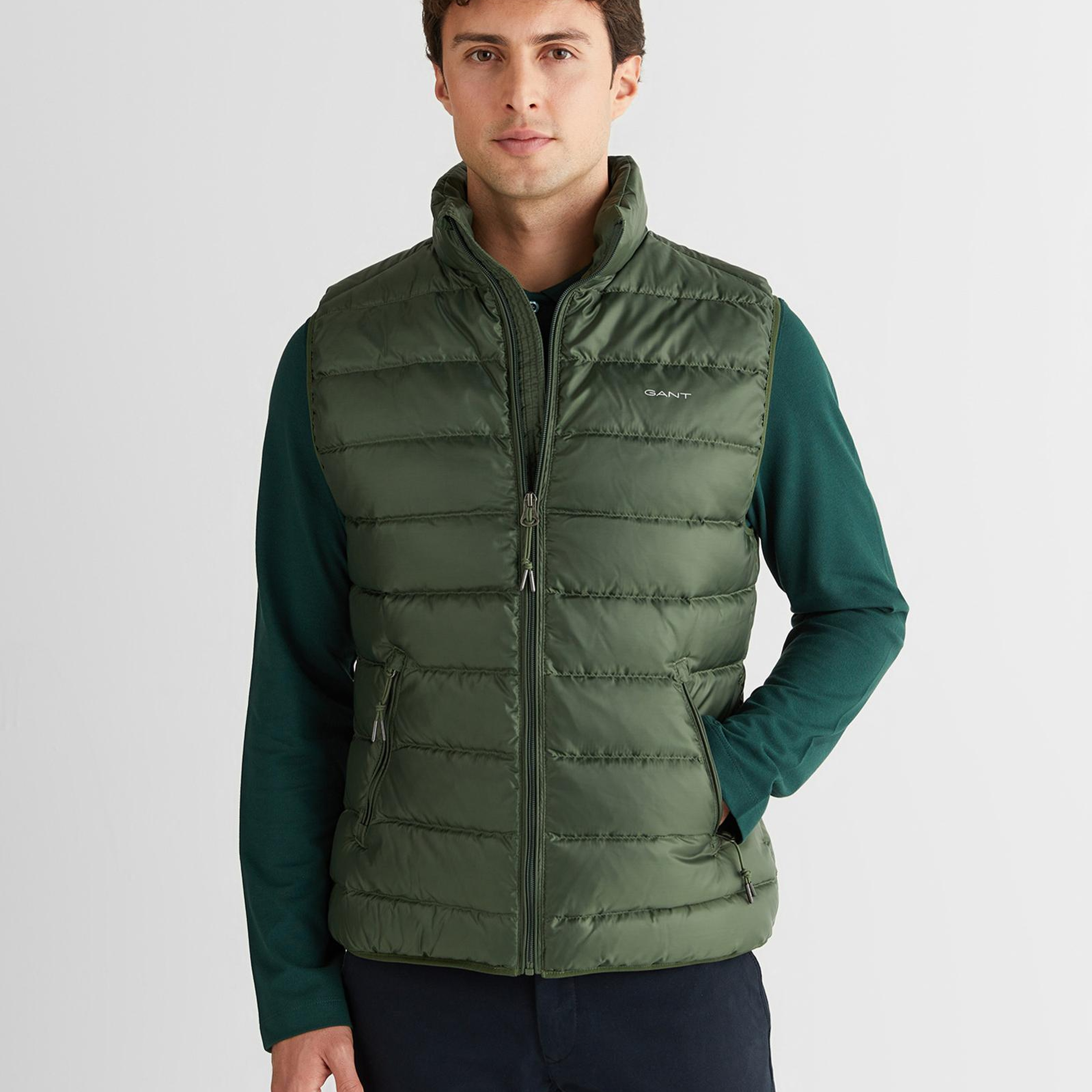 GANT Erkek Yeşil Regular Fit Dik Yaka Kaz Tüyü Yelek