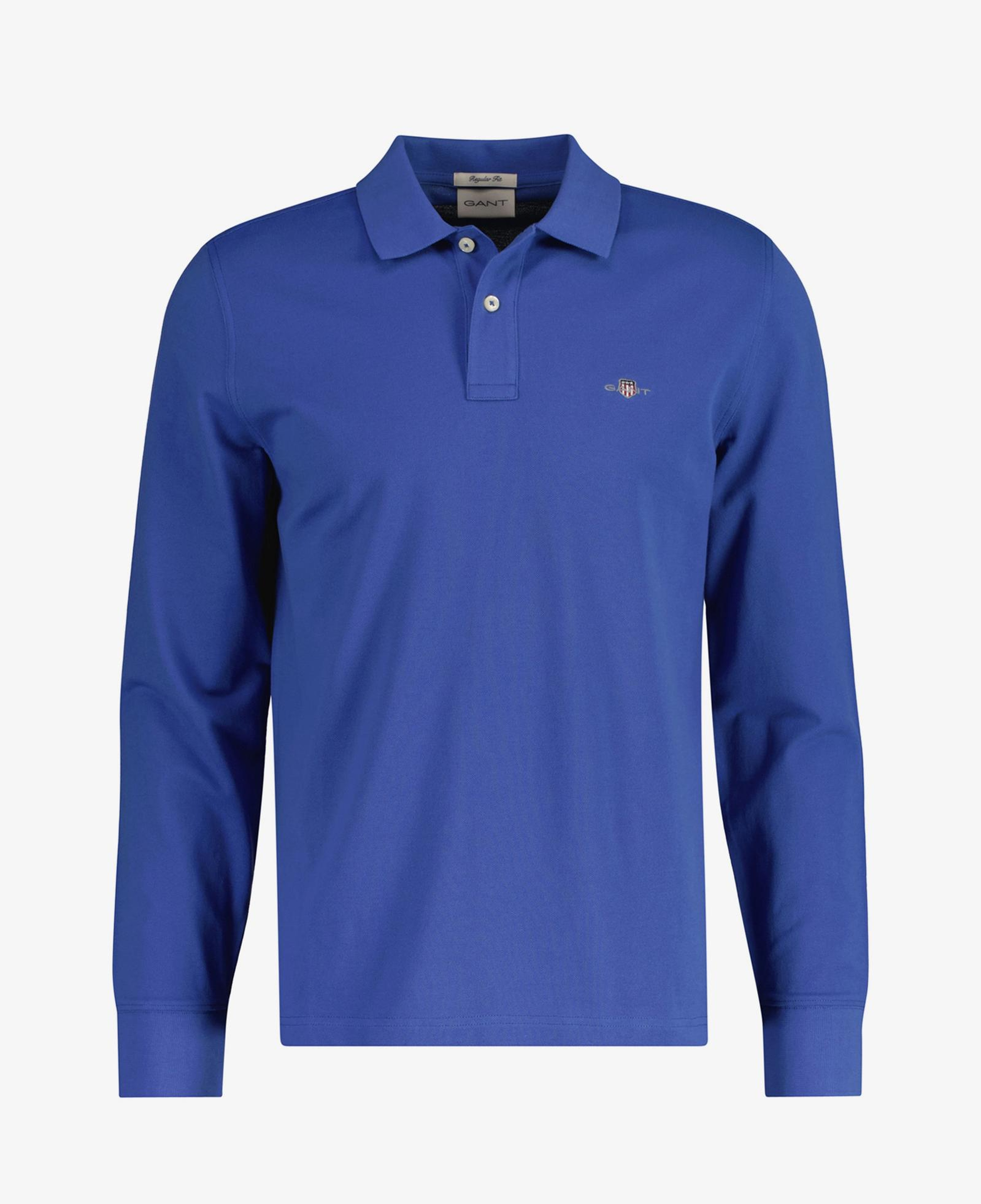 GANT Erkek Mavi Regular Fit Uzun Kollu Polo
