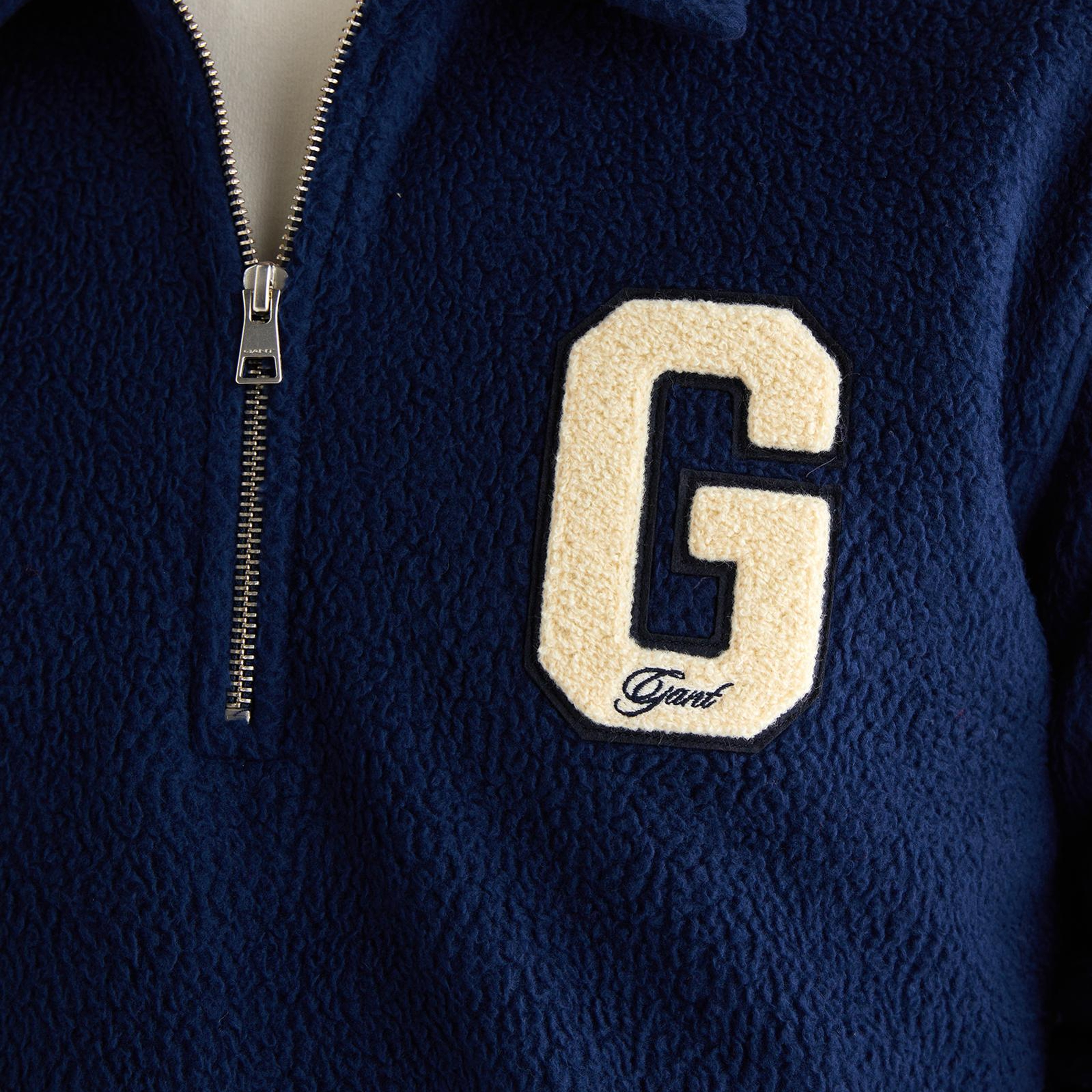 GANT Erkek Lacivert Regular Fit Yarım Fermuarlı Logolu Sweatshirt