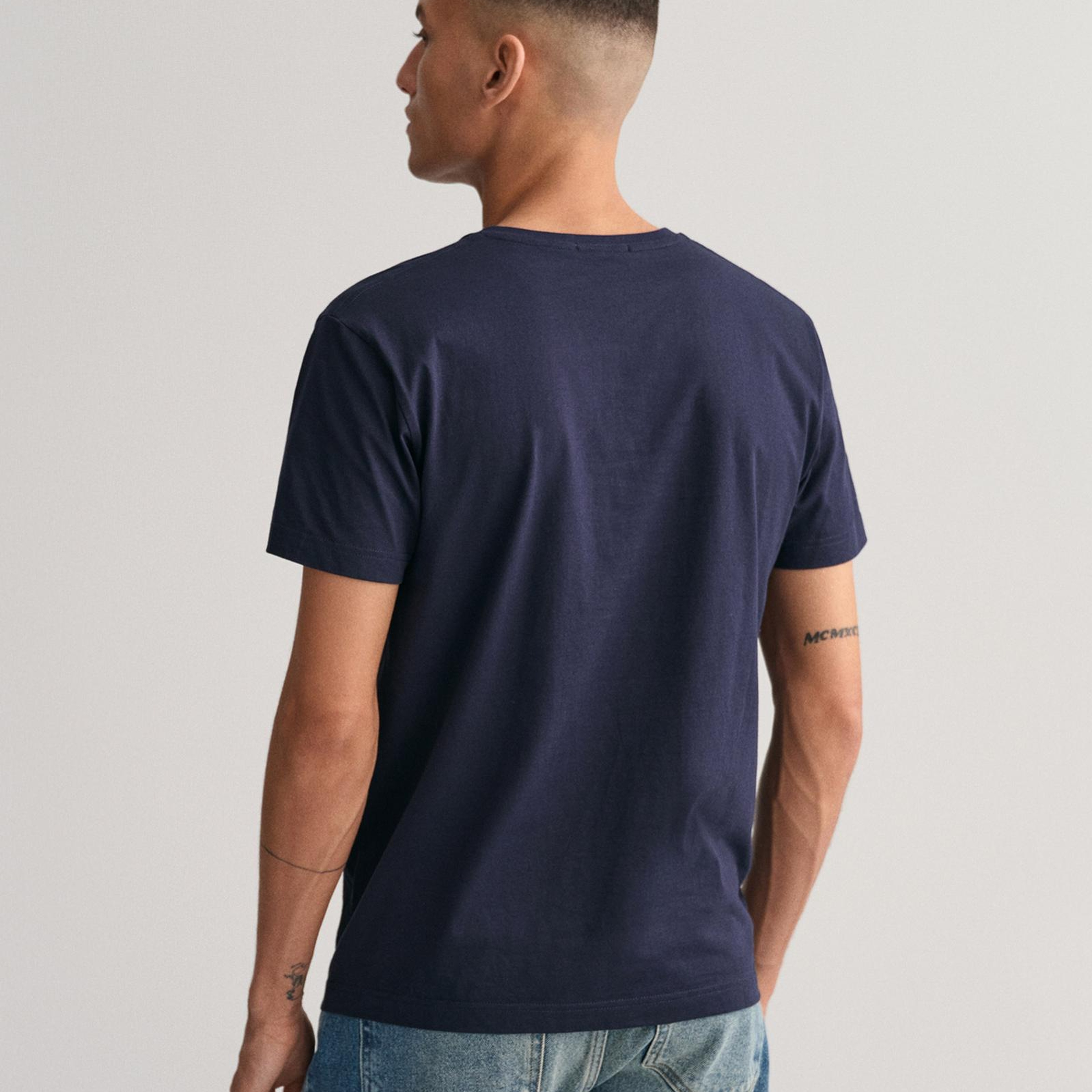 GANT Erkek Lacivert Slim Fit V Yaka T-Shirt