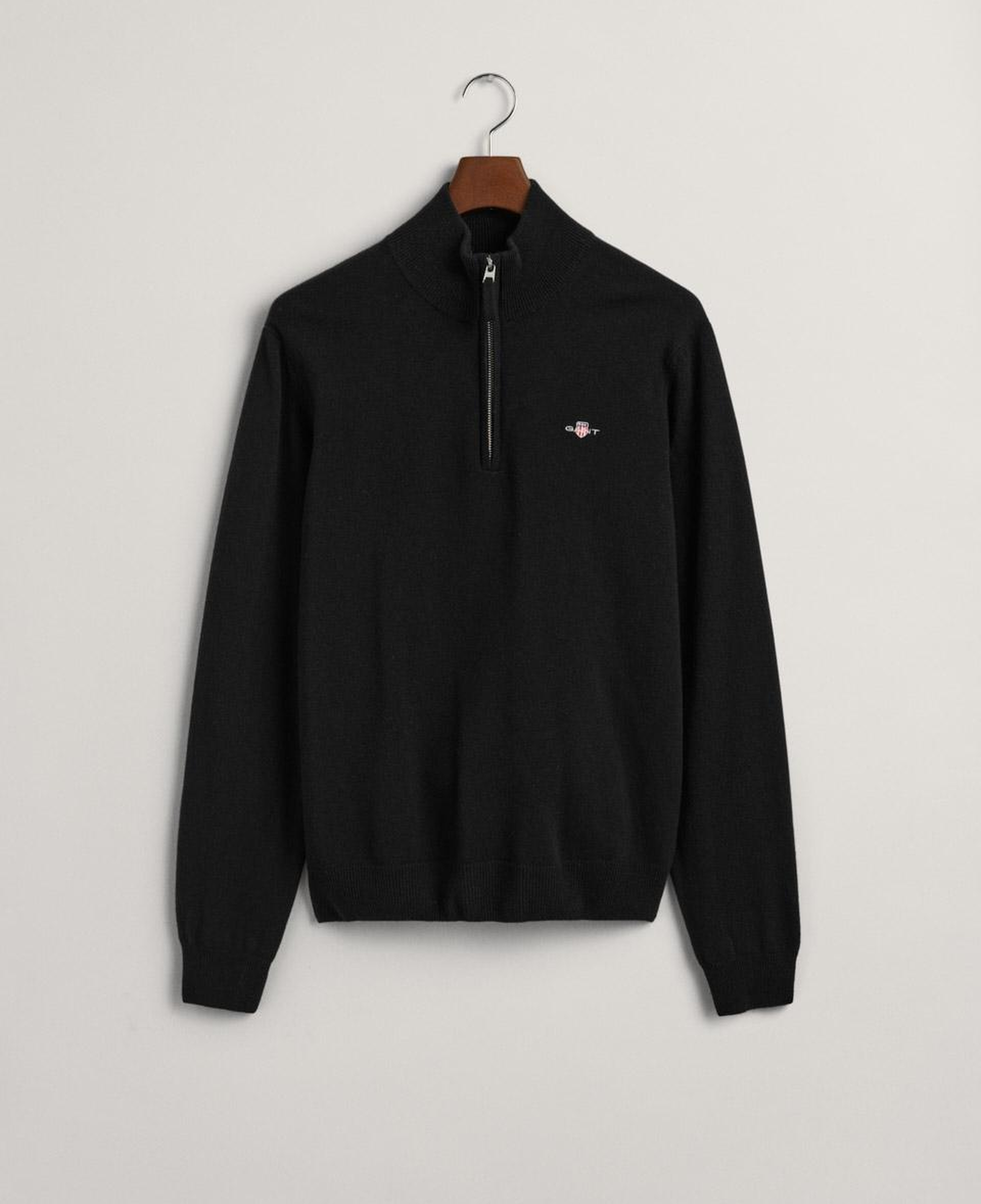 GANT Erkek Siyah Regular Fit Yarım Fermuarlı Yün Kazak