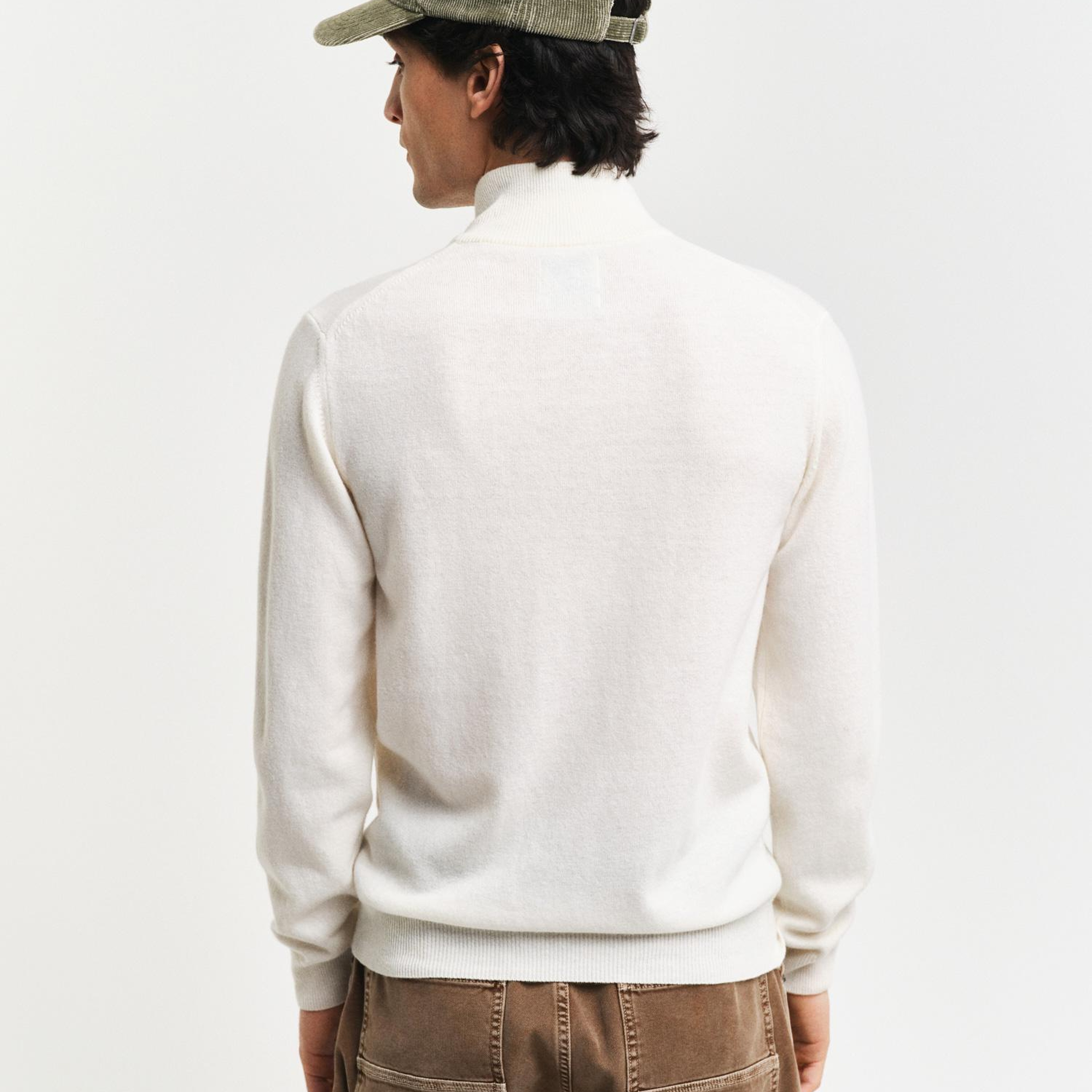 GANT Erkek Krem Regular Fit Yarım Fermuarlı Yün Kazak