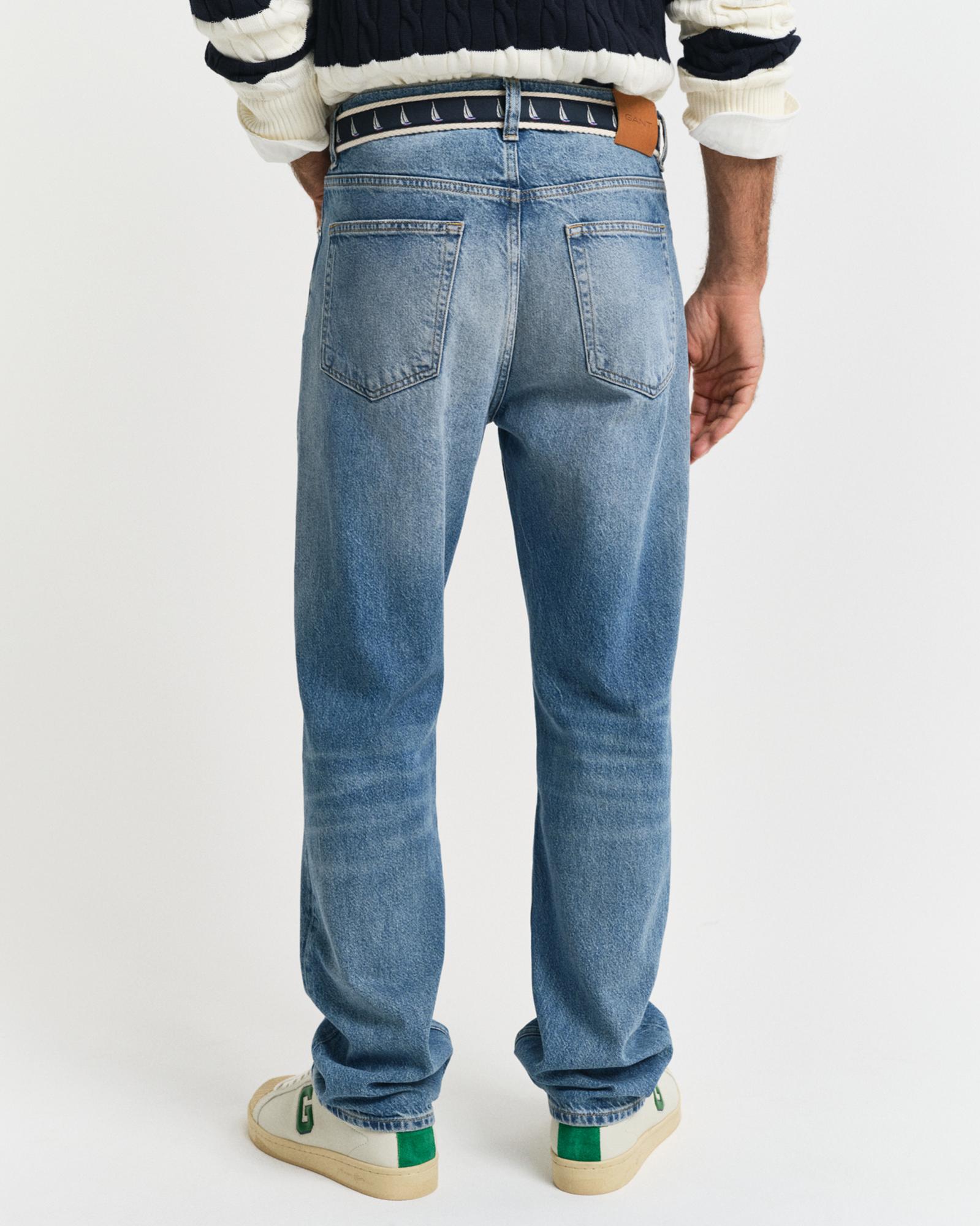 GANT Erkek Mavi Straight Fit Pantolon