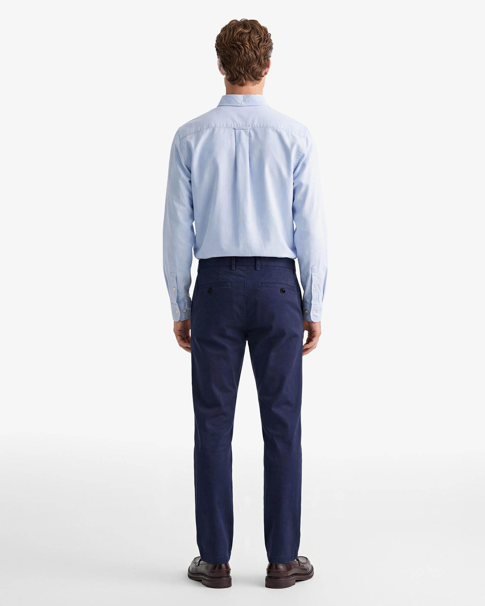 GANT Erkek Lacivert Slim Fit Casual Herringbone Pantolon
