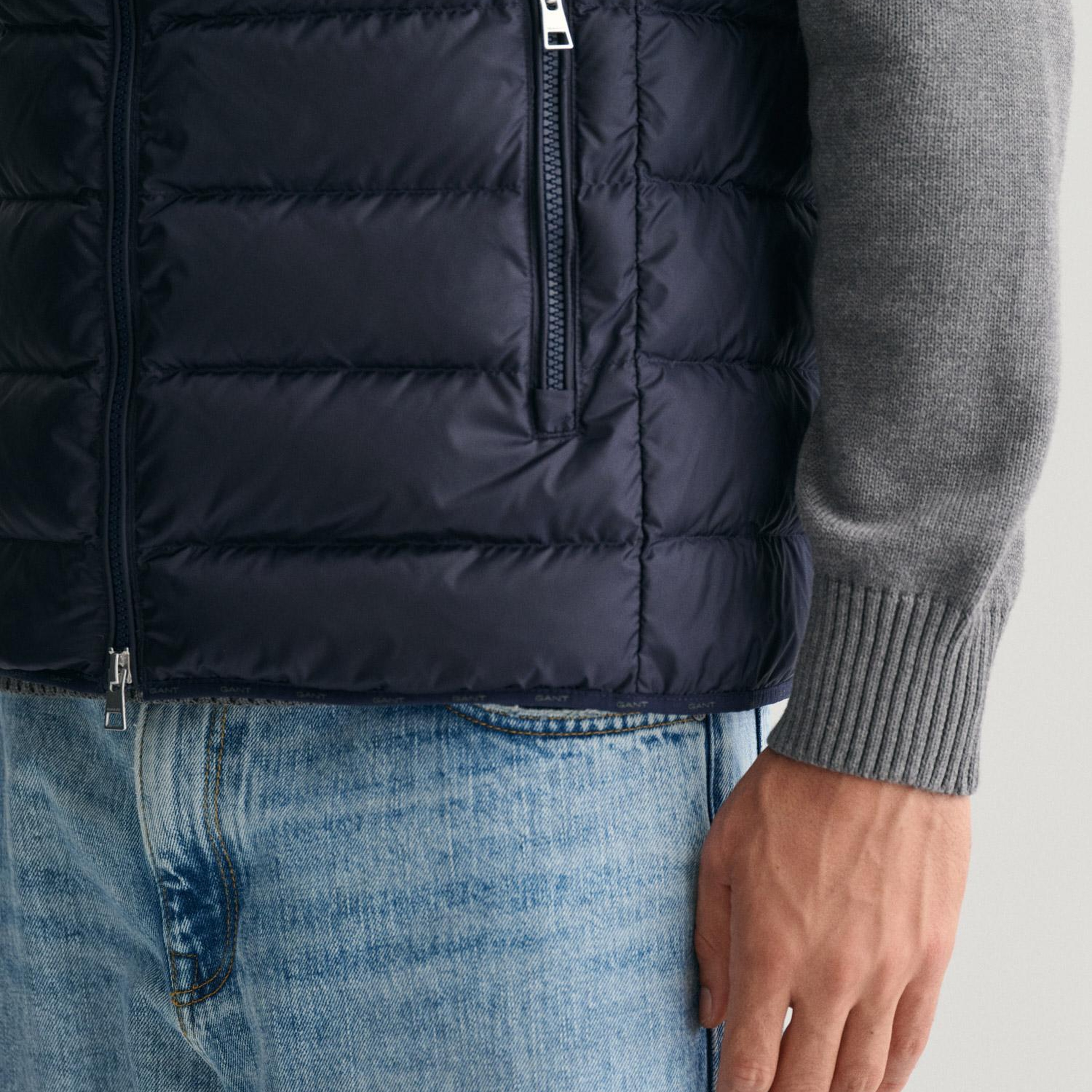 GANT Erkek Lacivert Dik Yaka Kapitone Yelek