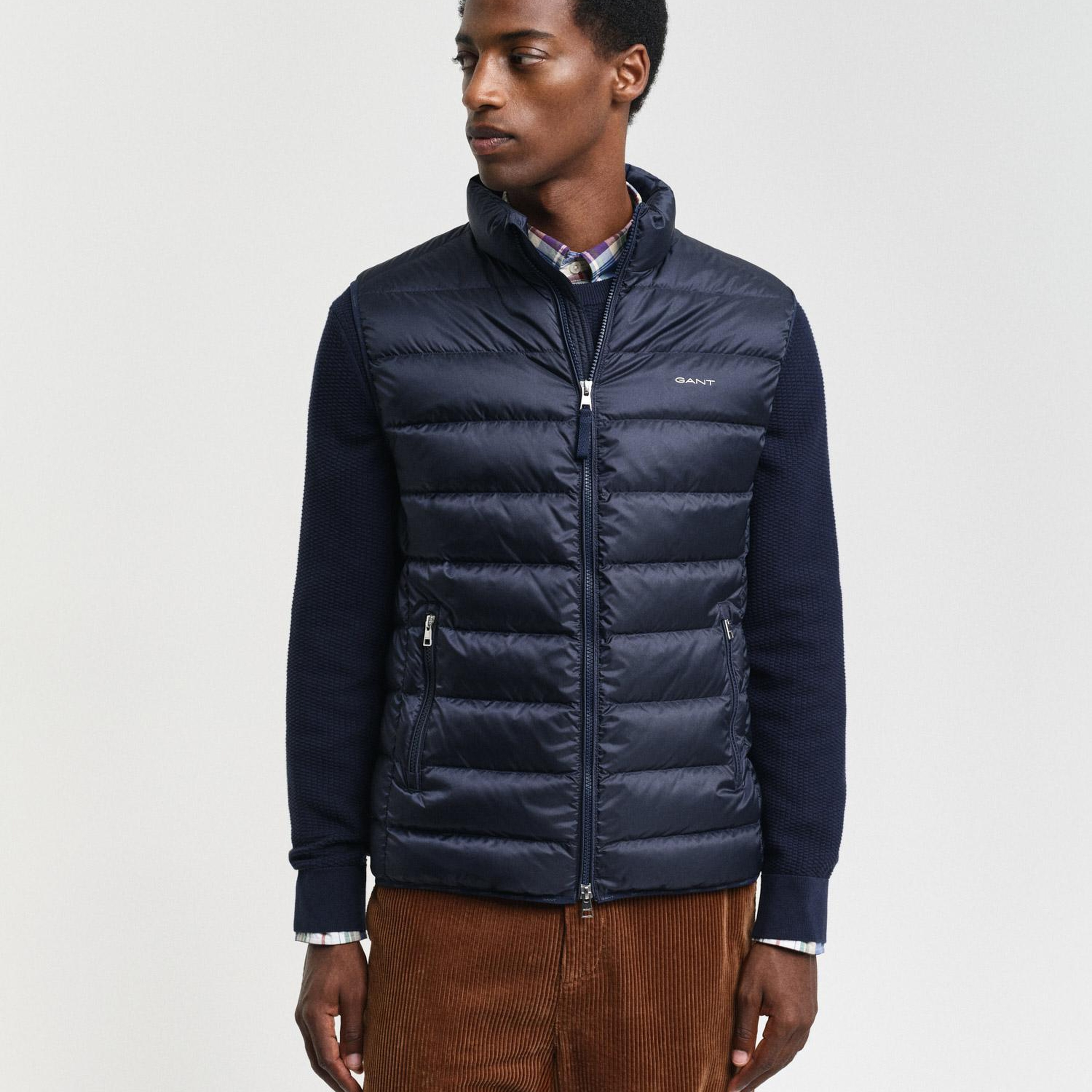 GANT Erkek Lacivert Dik Yaka Kapitone Yelek