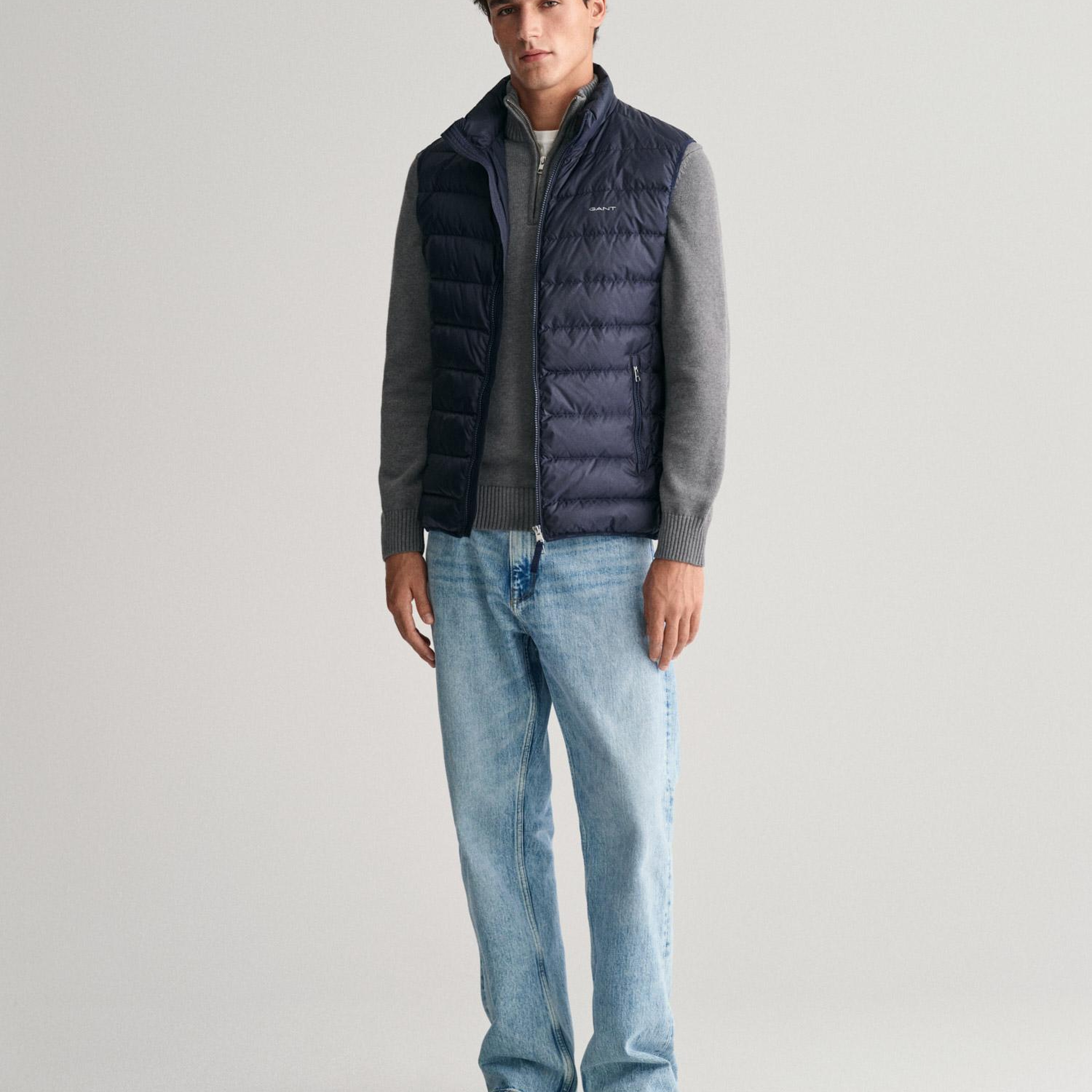 GANT Erkek Lacivert Dik Yaka Kapitone Yelek