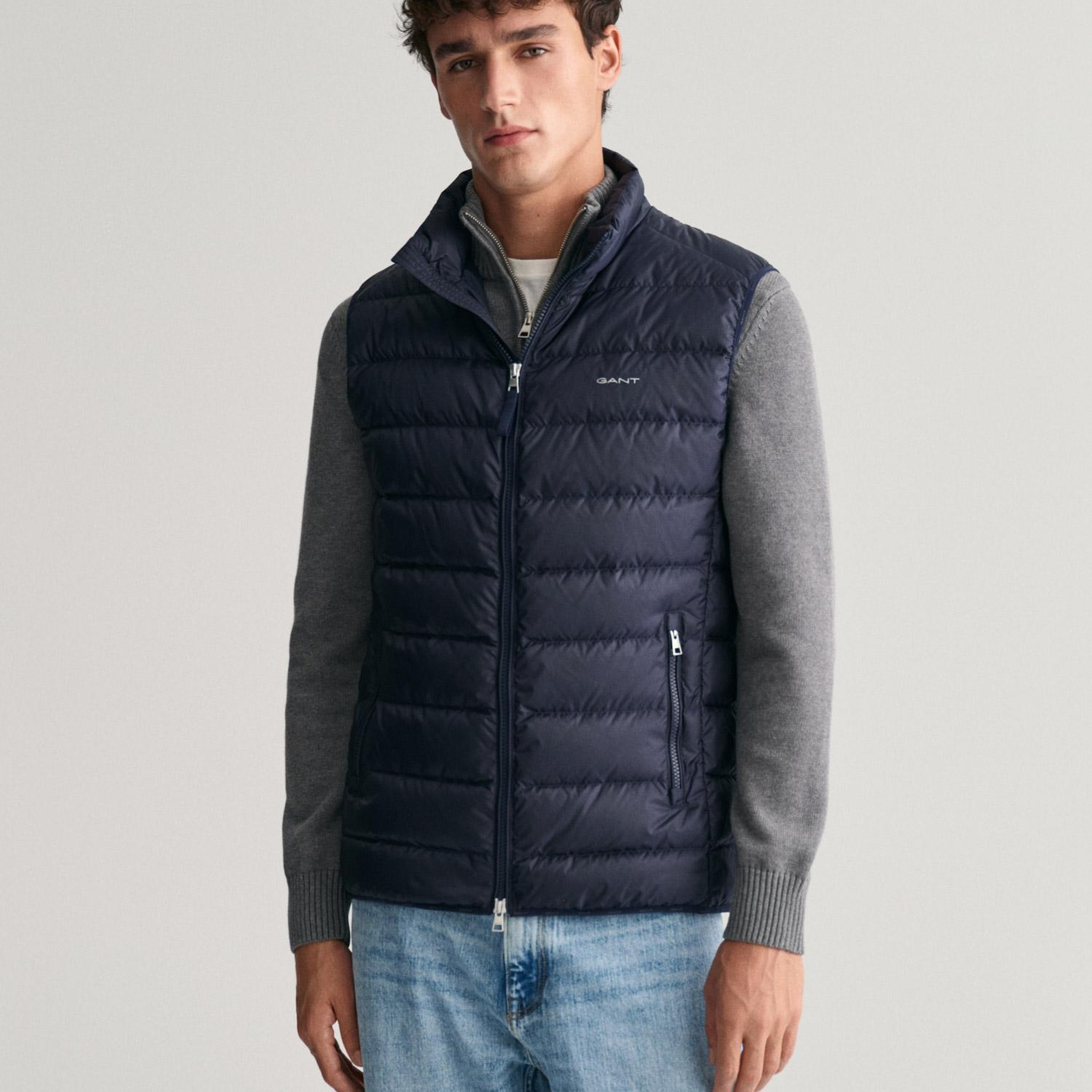 GANT Erkek Lacivert Dik Yaka Kapitone Yelek