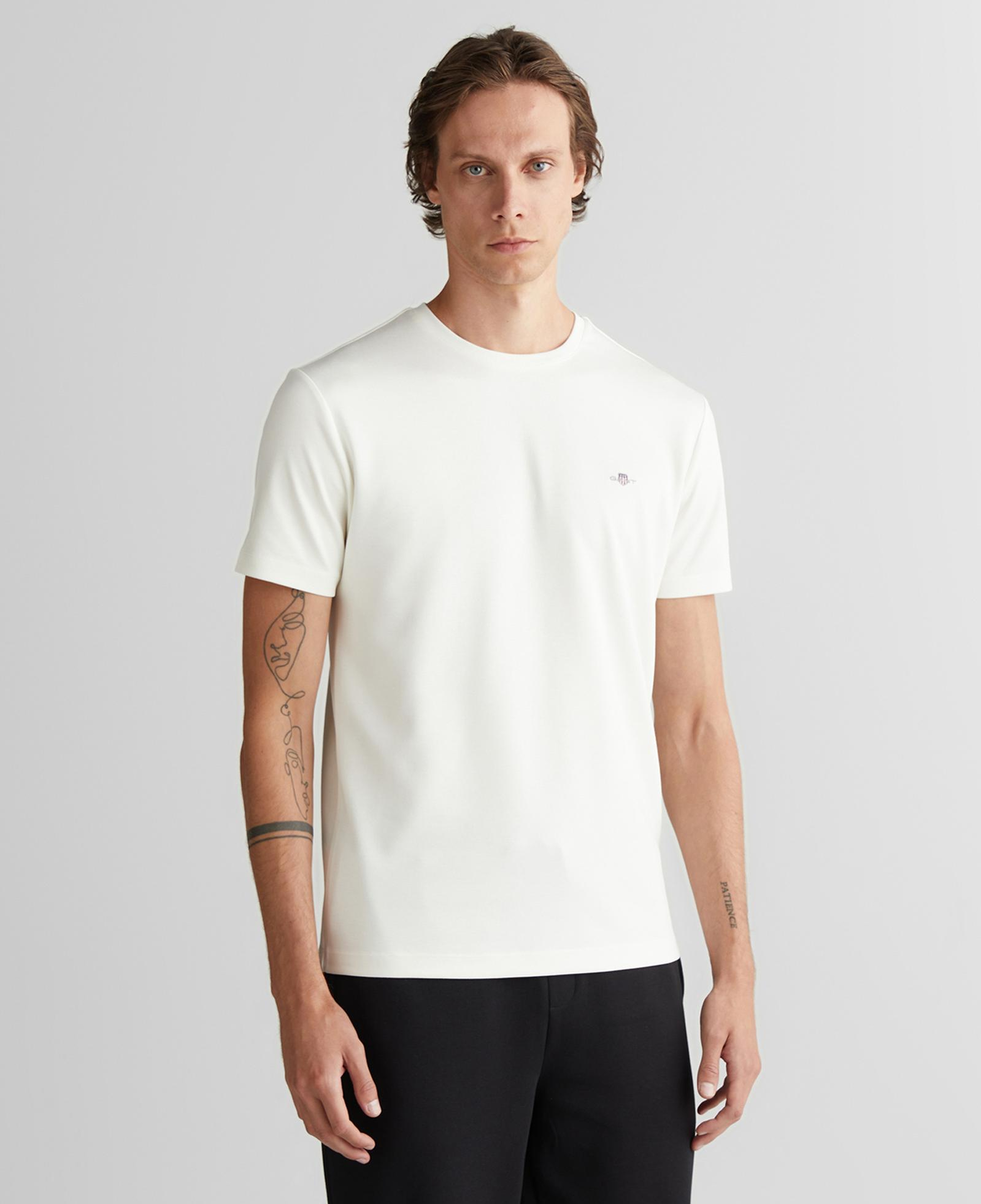 GANT Erkek Beyaz Regular Fit Bisiklet Yaka T-Shirt