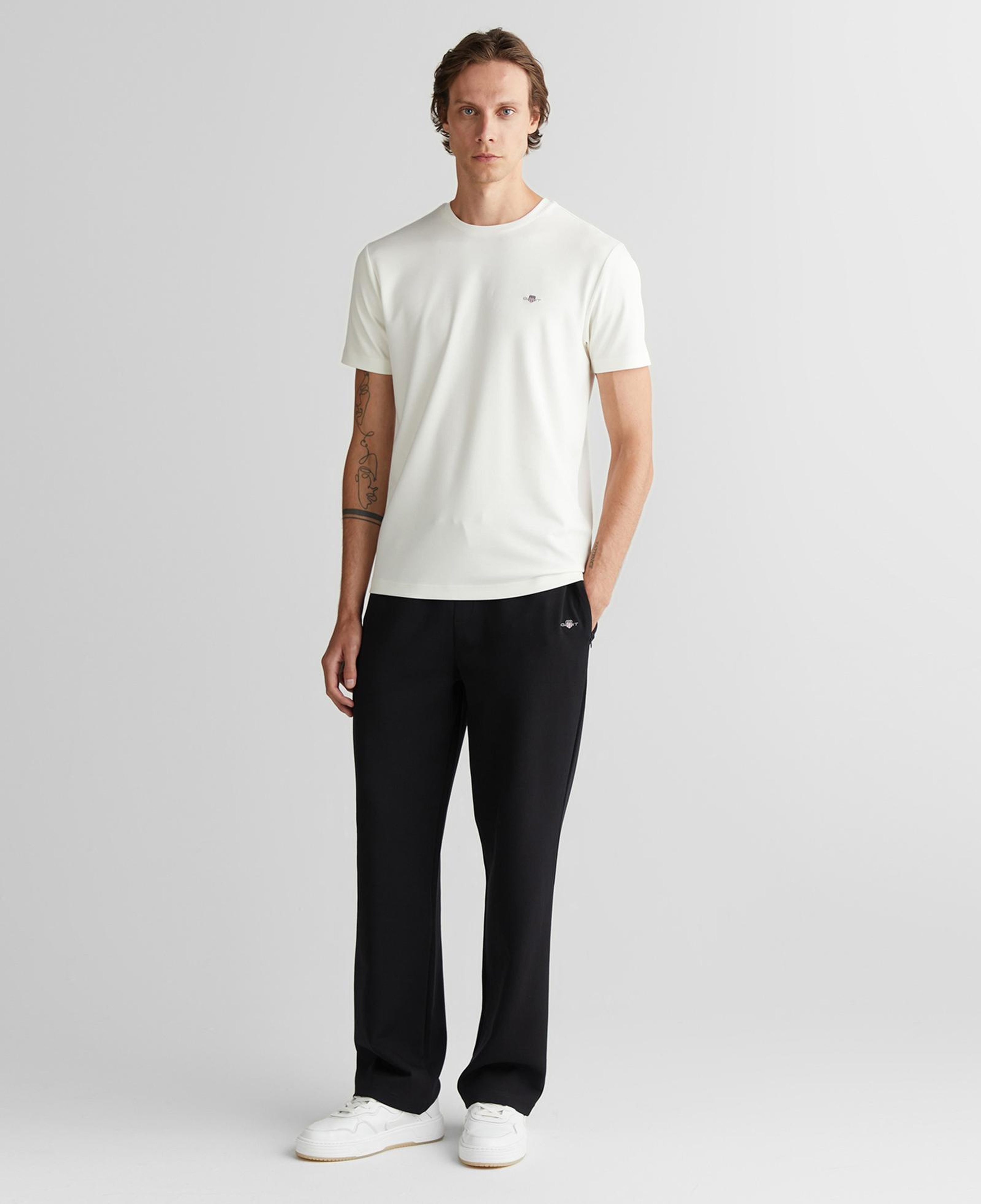 GANT Erkek Beyaz Regular Fit Bisiklet Yaka T-Shirt