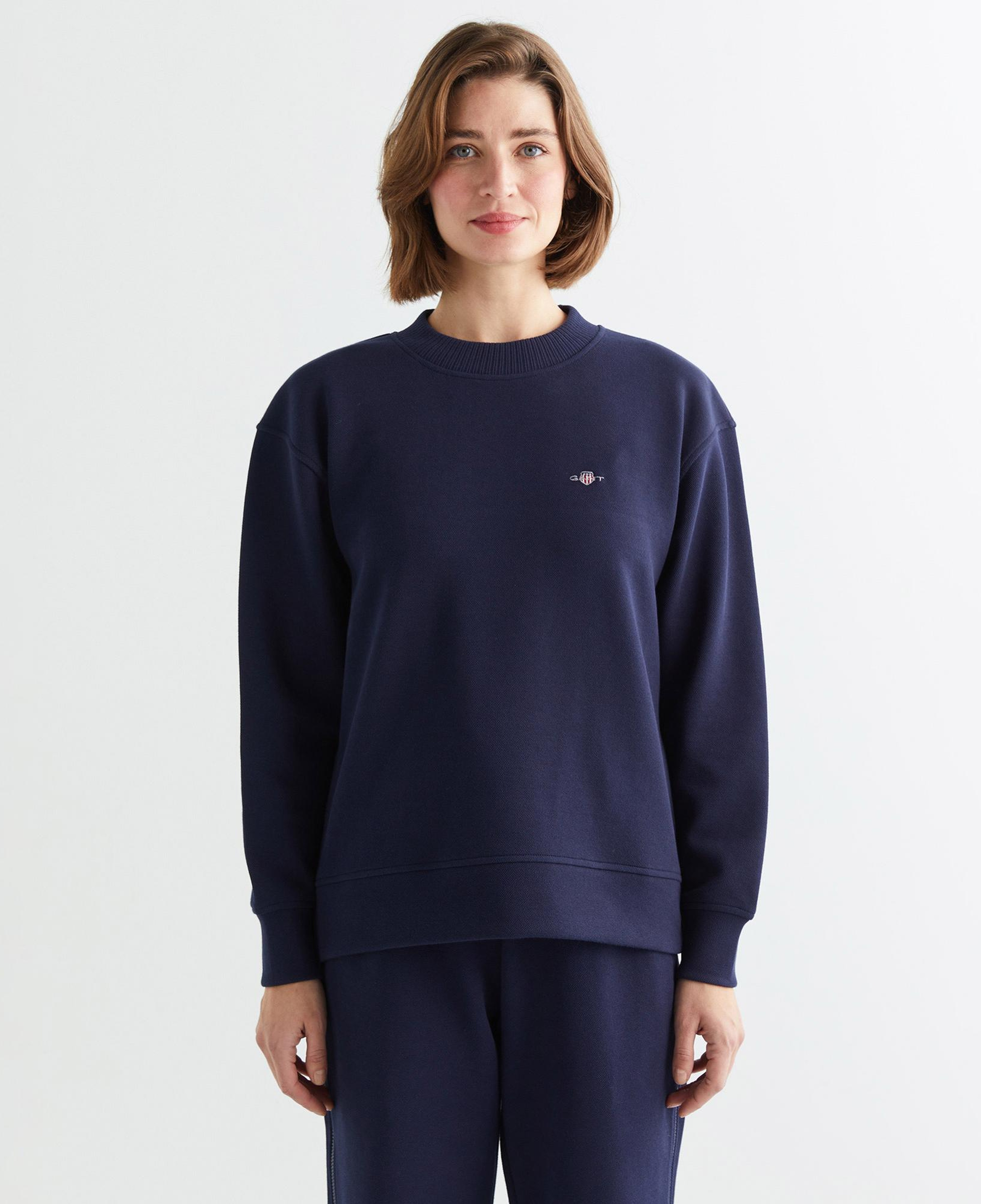 GANT Kadın Lacivert Oversize Fit Bisiklet Yaka Sweatshirt