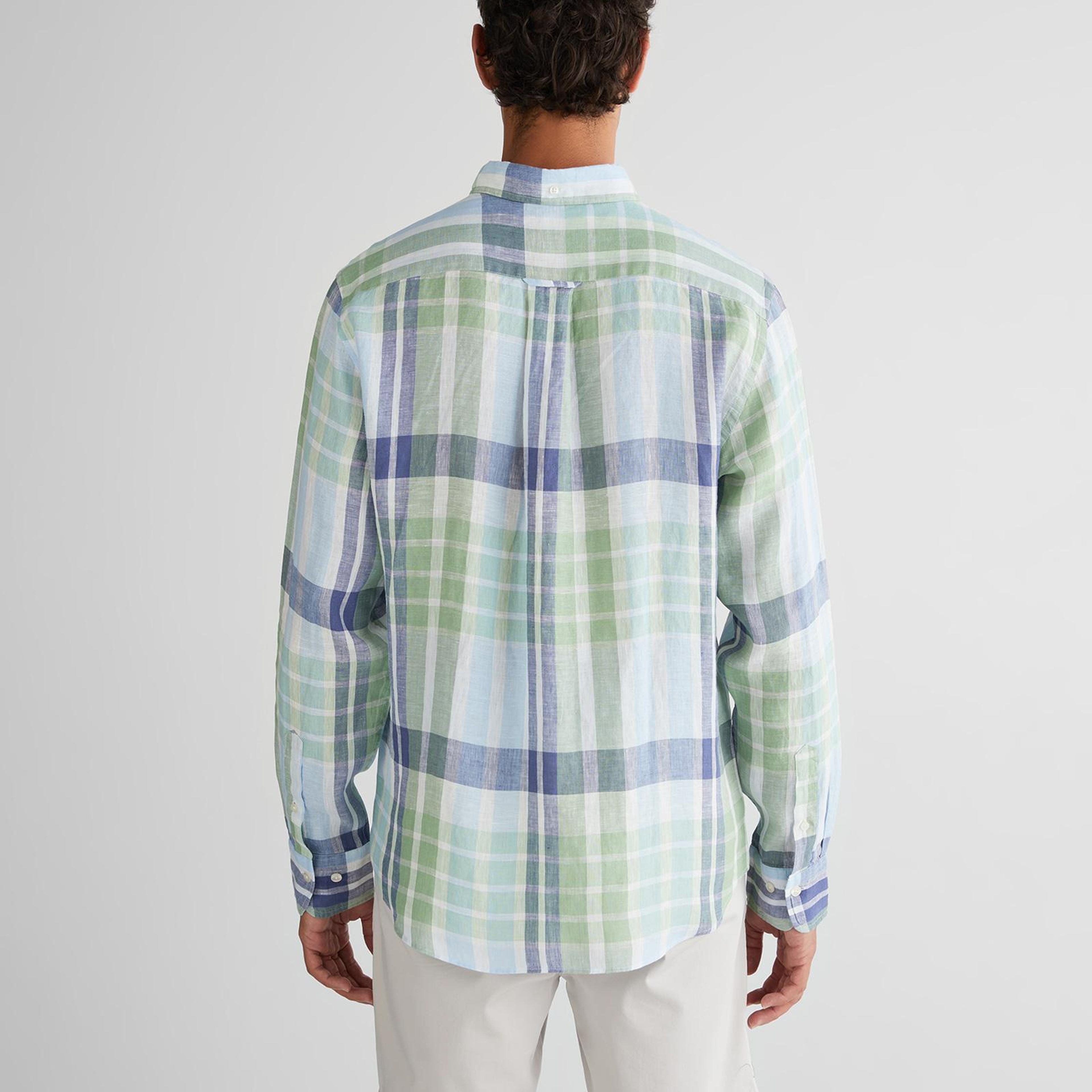 GANT Erkek Yeşil Regular Fit Düğmeli Yaka Kareli Gömlek