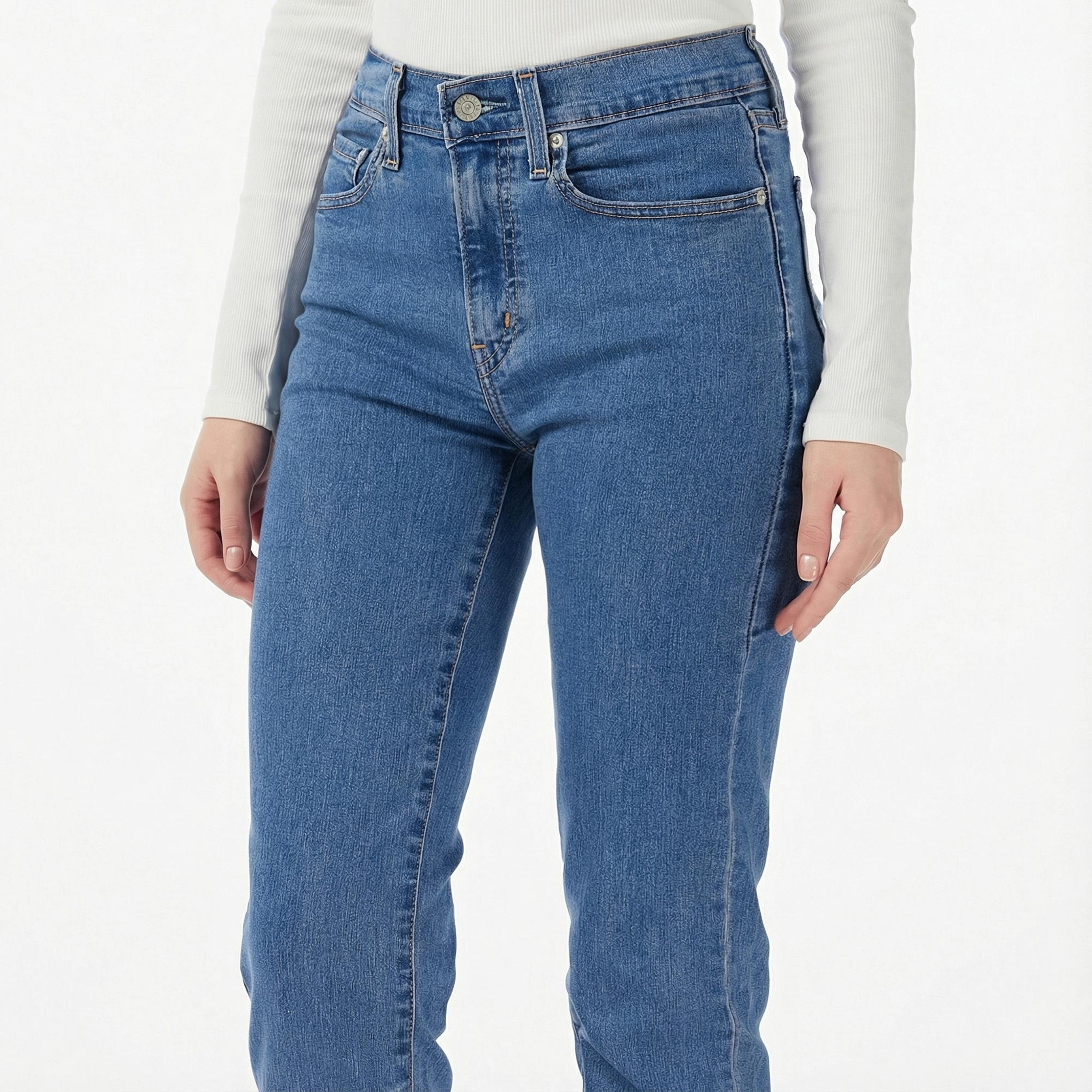 Levi's 724 High Rise Straight Rolling River Kadın Koyu Mavi Jean