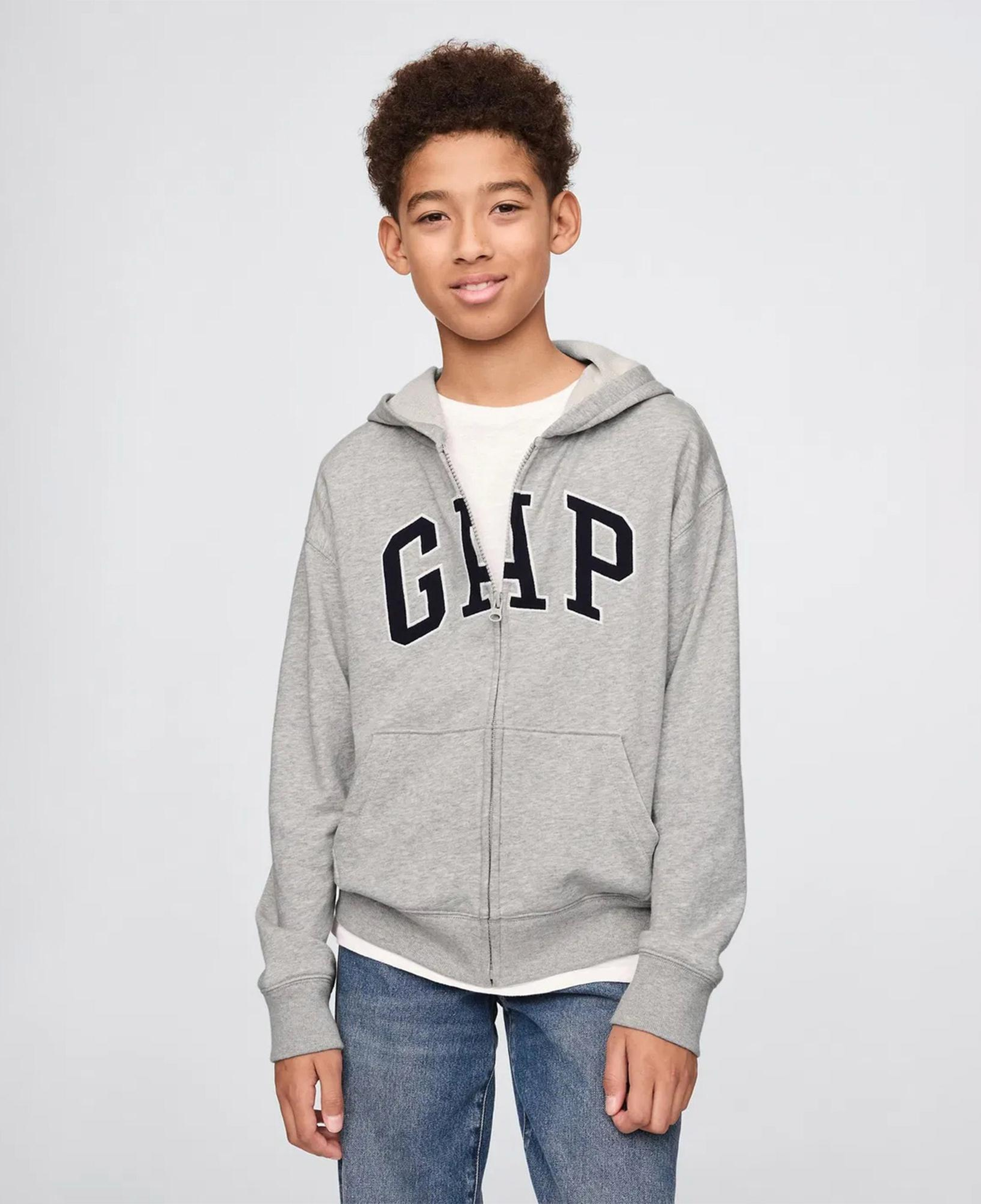 Gap Relaxed Fit Fermuarlı Çocuk Gri Sweatshirt