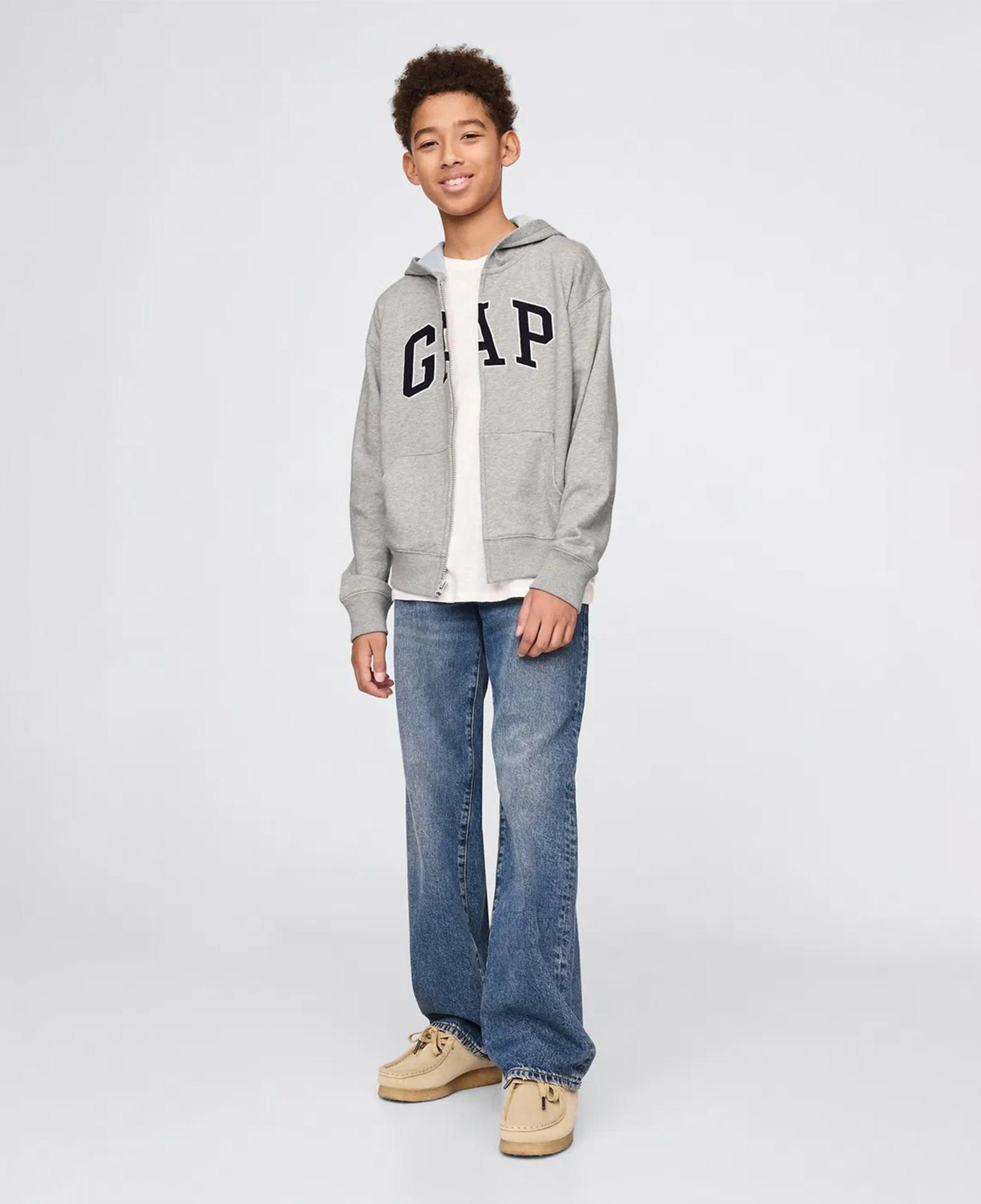 Gap Relaxed Fit Fermuarlı Çocuk Gri Sweatshirt
