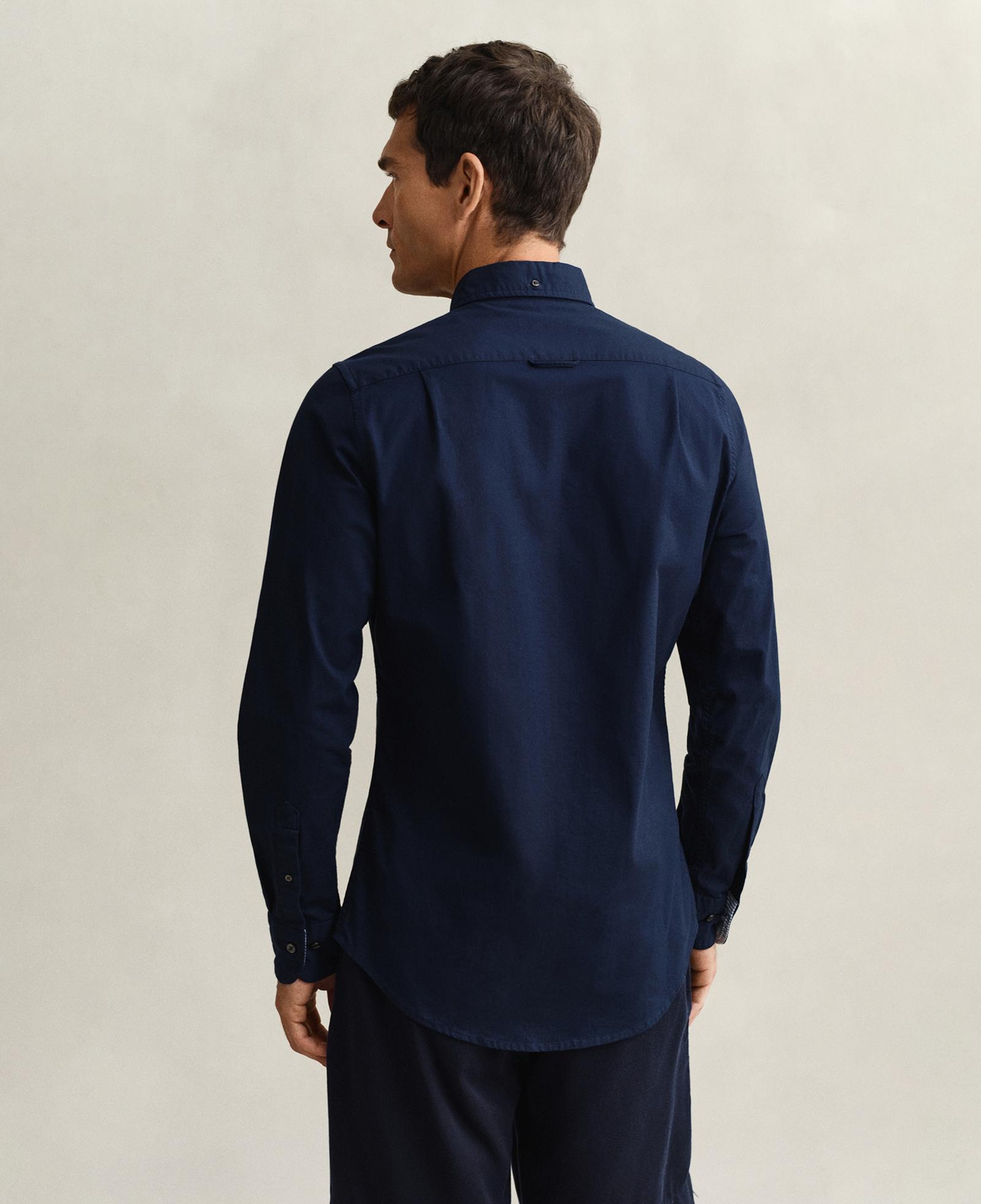 GANT Erkek Lacivert Slim Fit Çizgili Logolu Gömlek