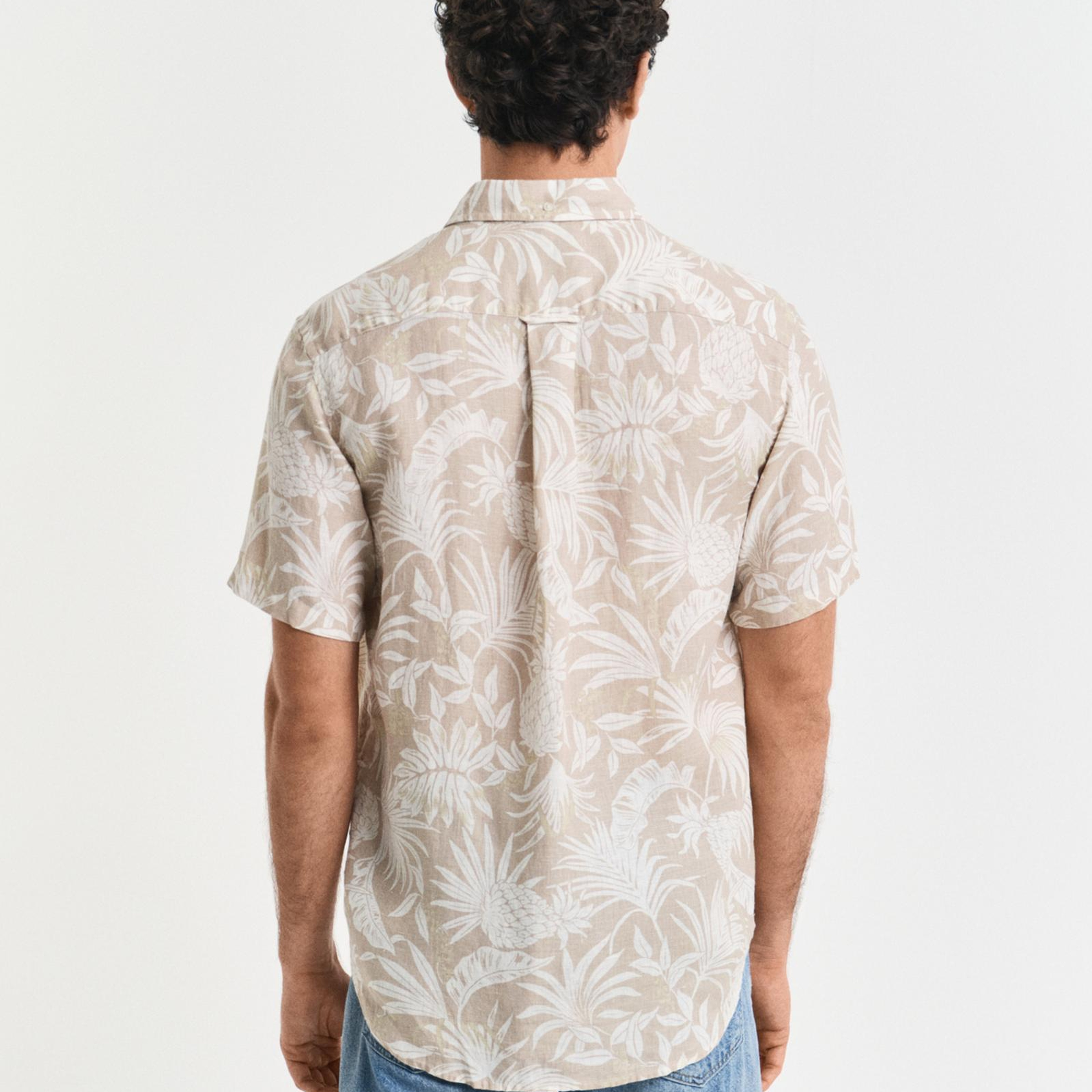 GANT Erkek Bej Regular Fit Düğmeli Yaka Desenli Gömlek