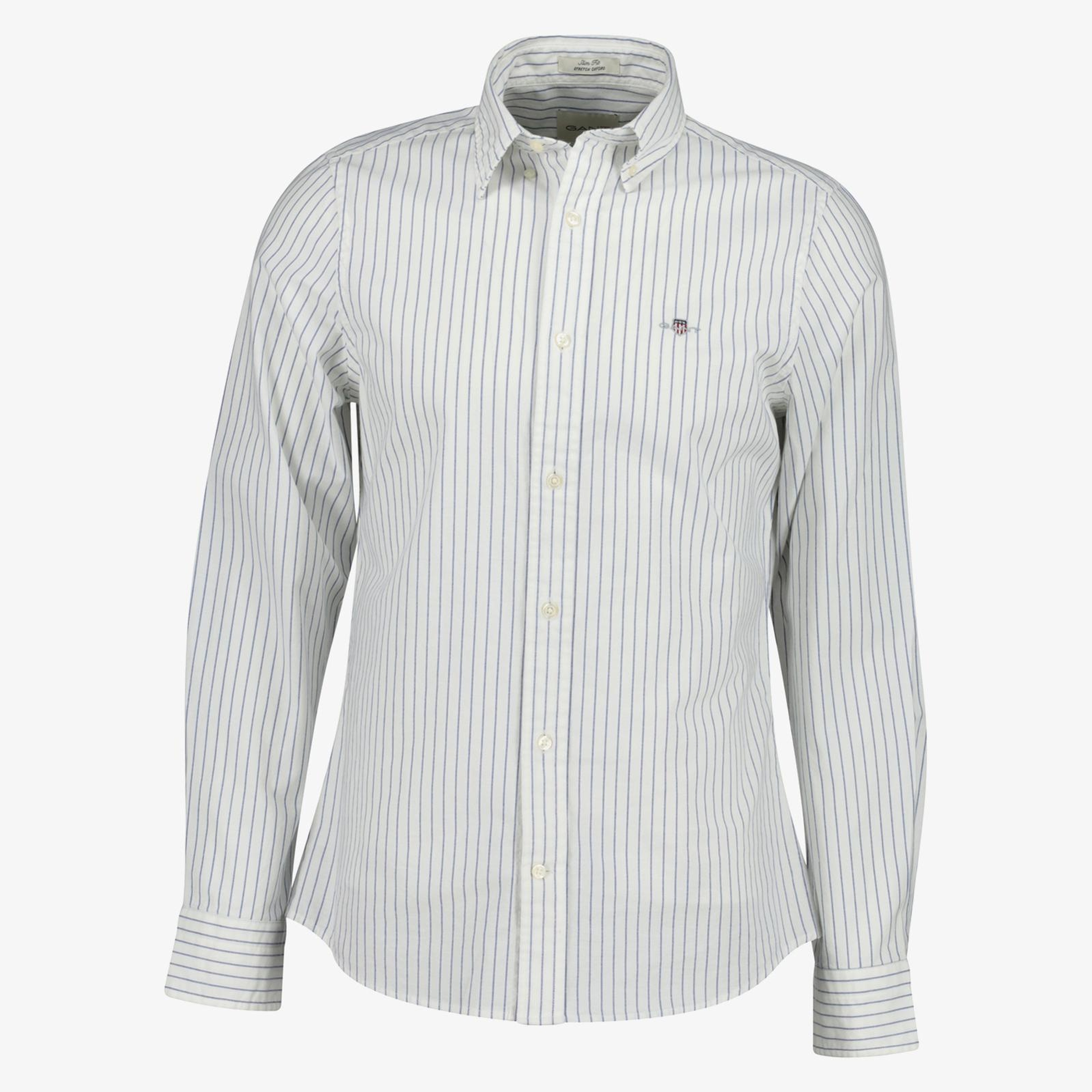 GANT Erkek Beyaz Slim Fit Çizgili Logolu Gömlek