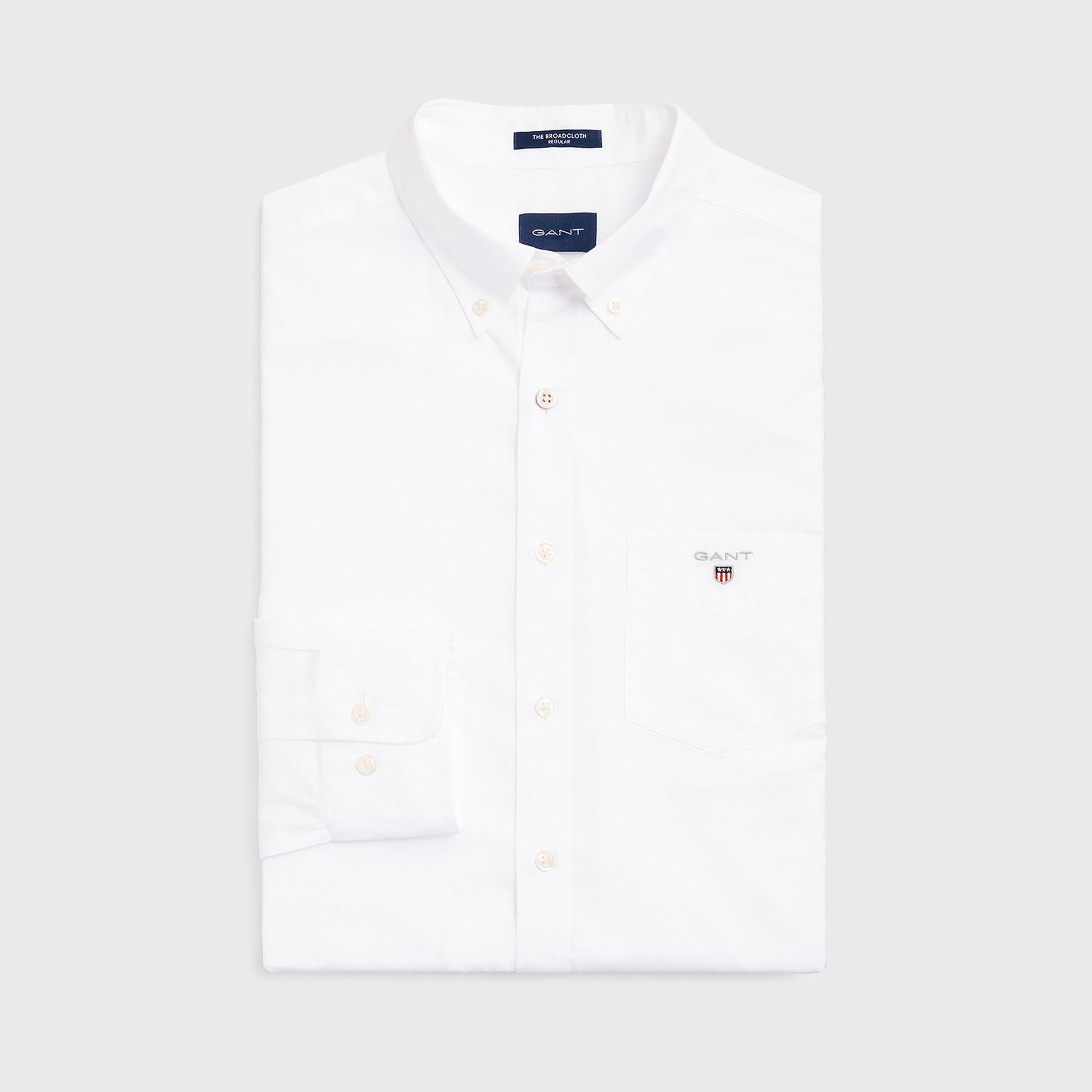 GANT Erkek Beyaz Regular Fit Düğmeli Yaka Broadcloth Gömlek
