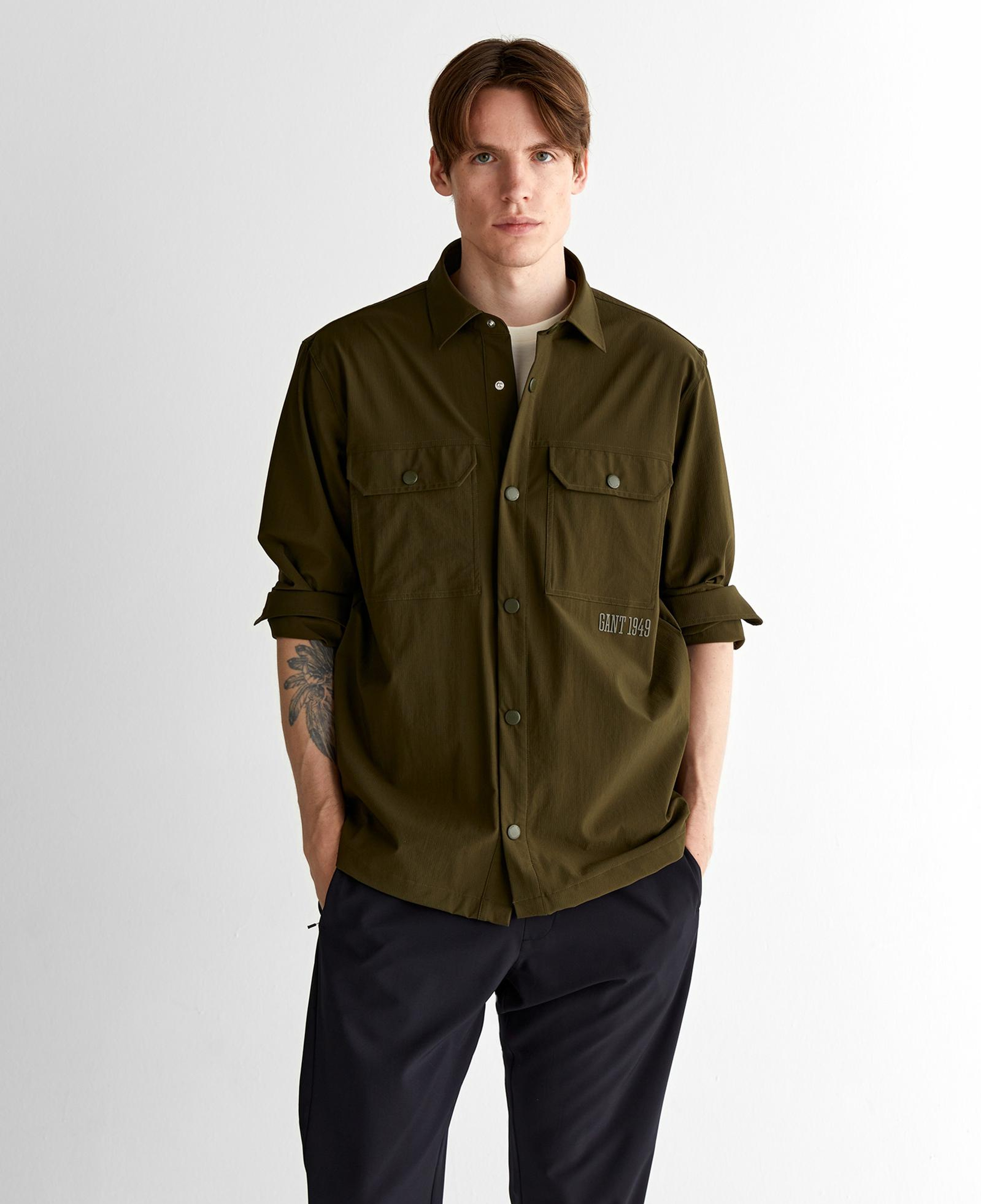 GANT Erkek Yeşil Relaxed Fit Klasik Yaka Gömlek