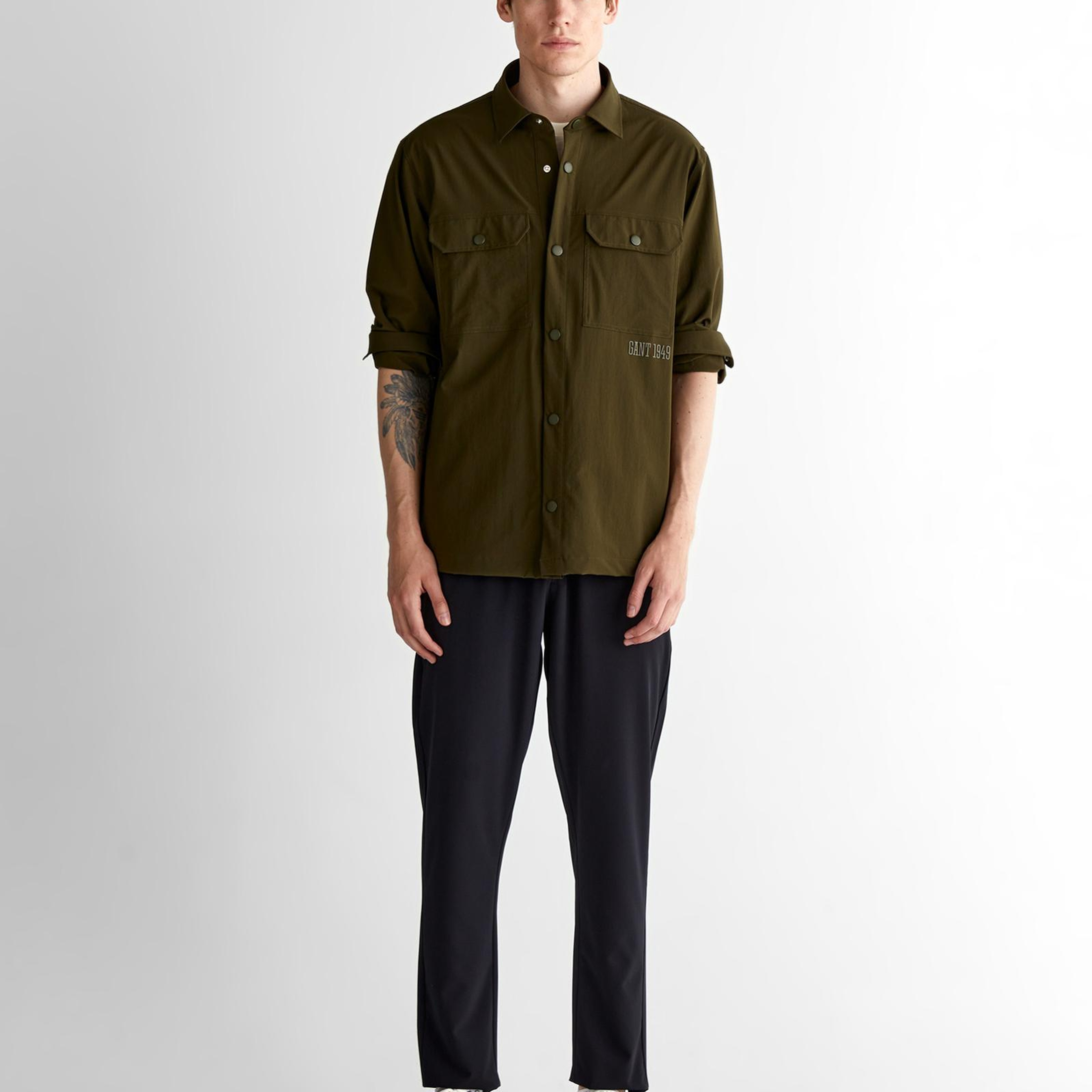 GANT Erkek Yeşil Relaxed Fit Klasik Yaka Gömlek