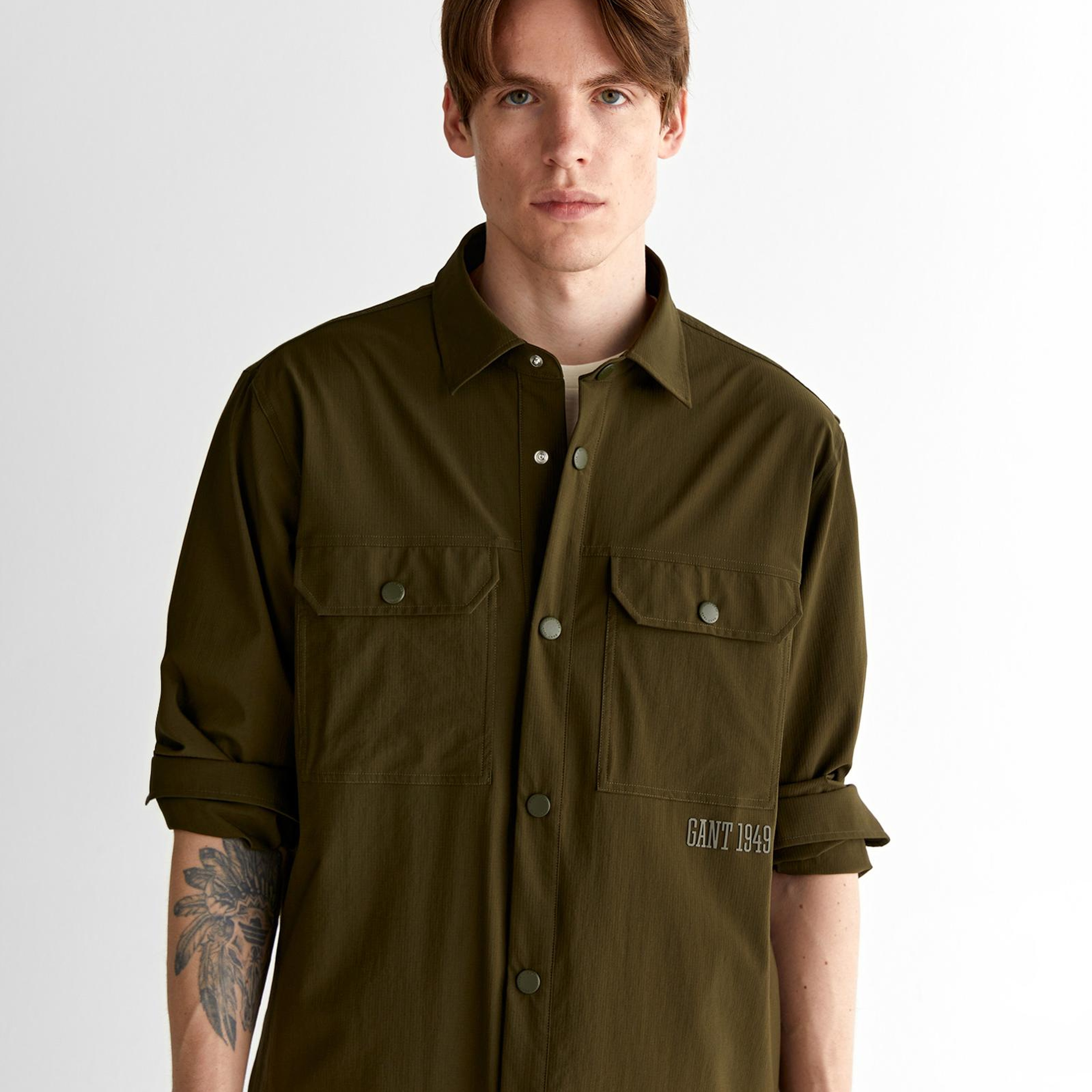 GANT Erkek Yeşil Relaxed Fit Klasik Yaka Gömlek