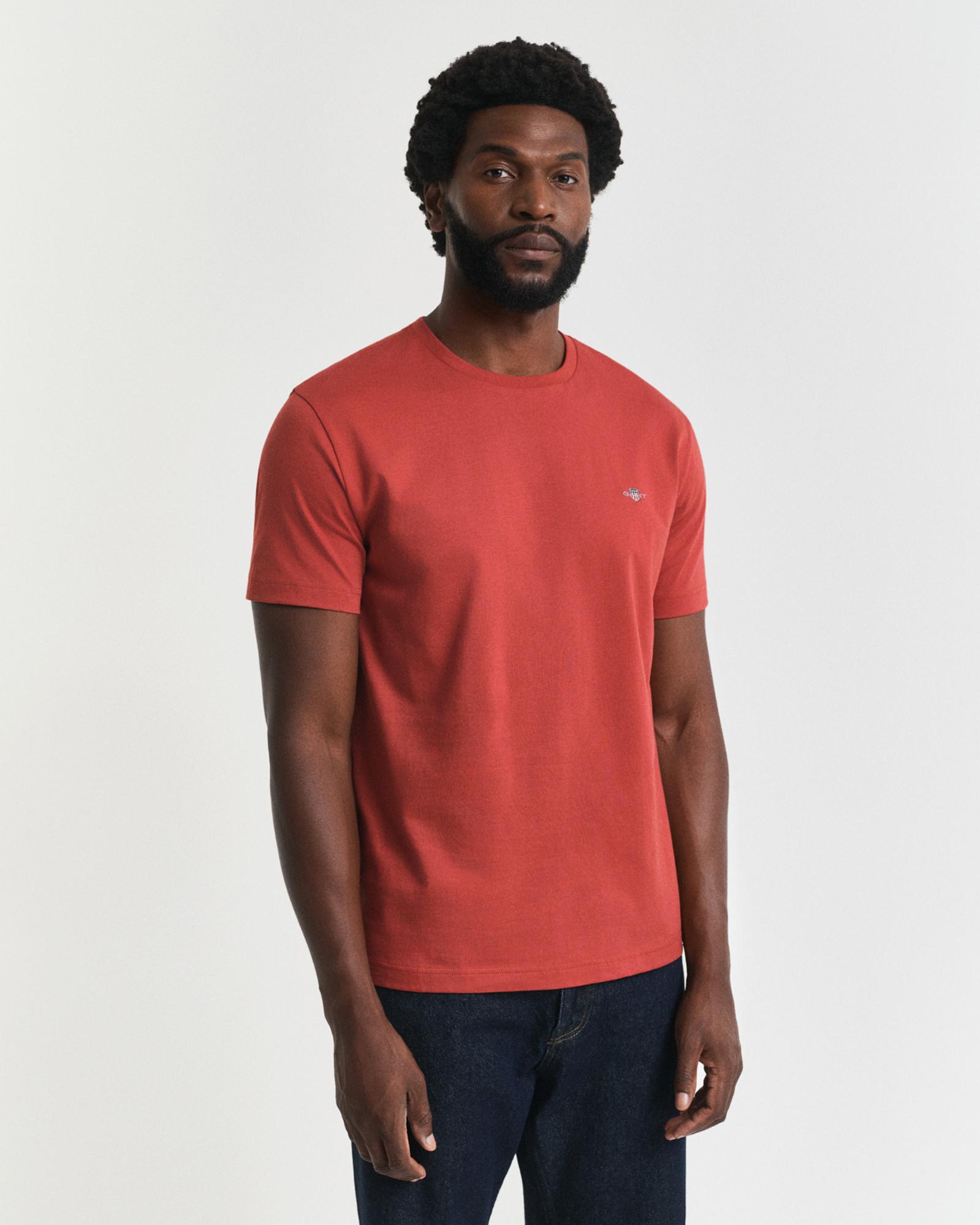 GANT Erkek Kırmızı Regular Fit Bisiklet Yaka T-Shirt