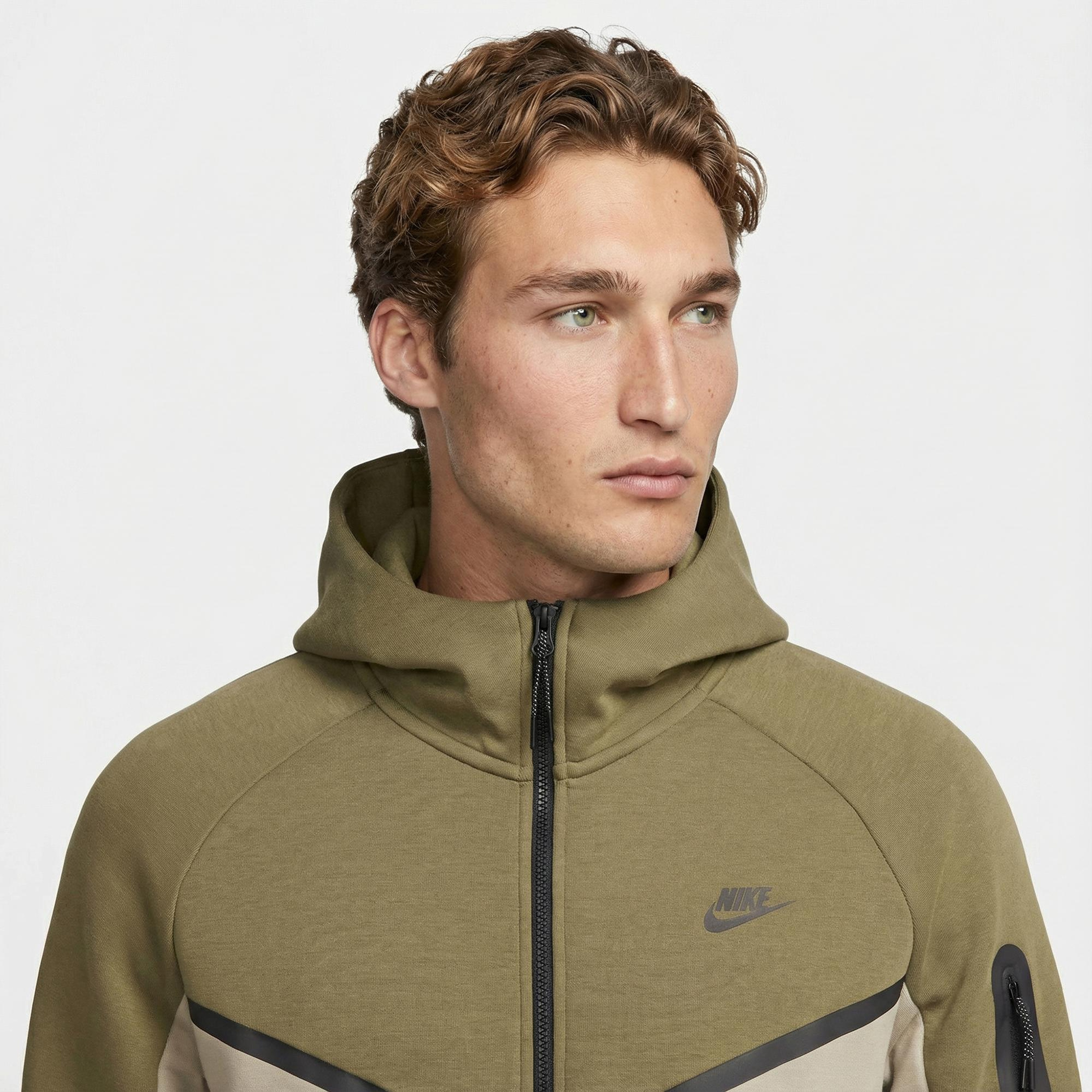Nike Tech Fleece Erkek Haki Kapüşonlu Hoodie