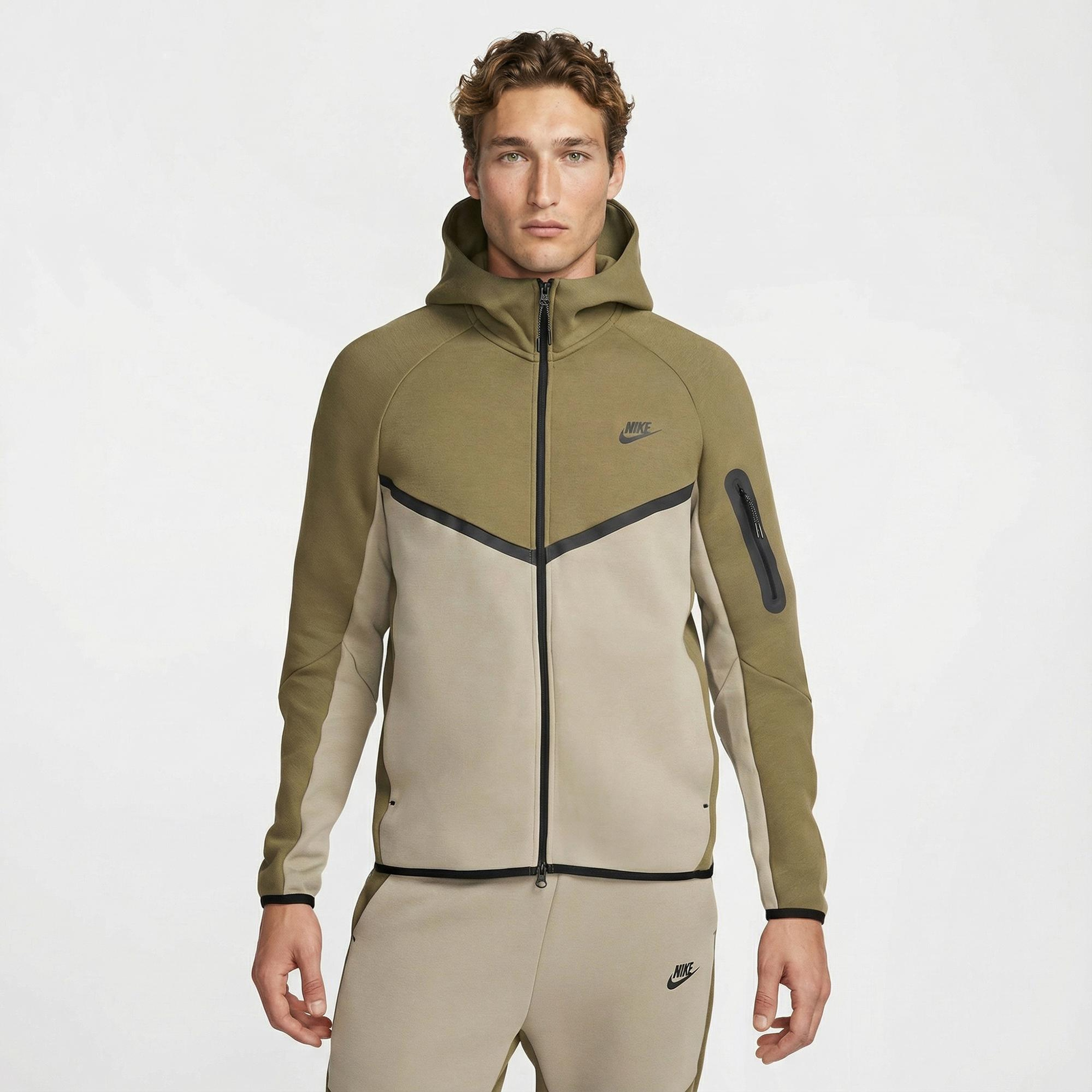 Nike Tech Fleece Erkek Haki Kapüşonlu Hoodie