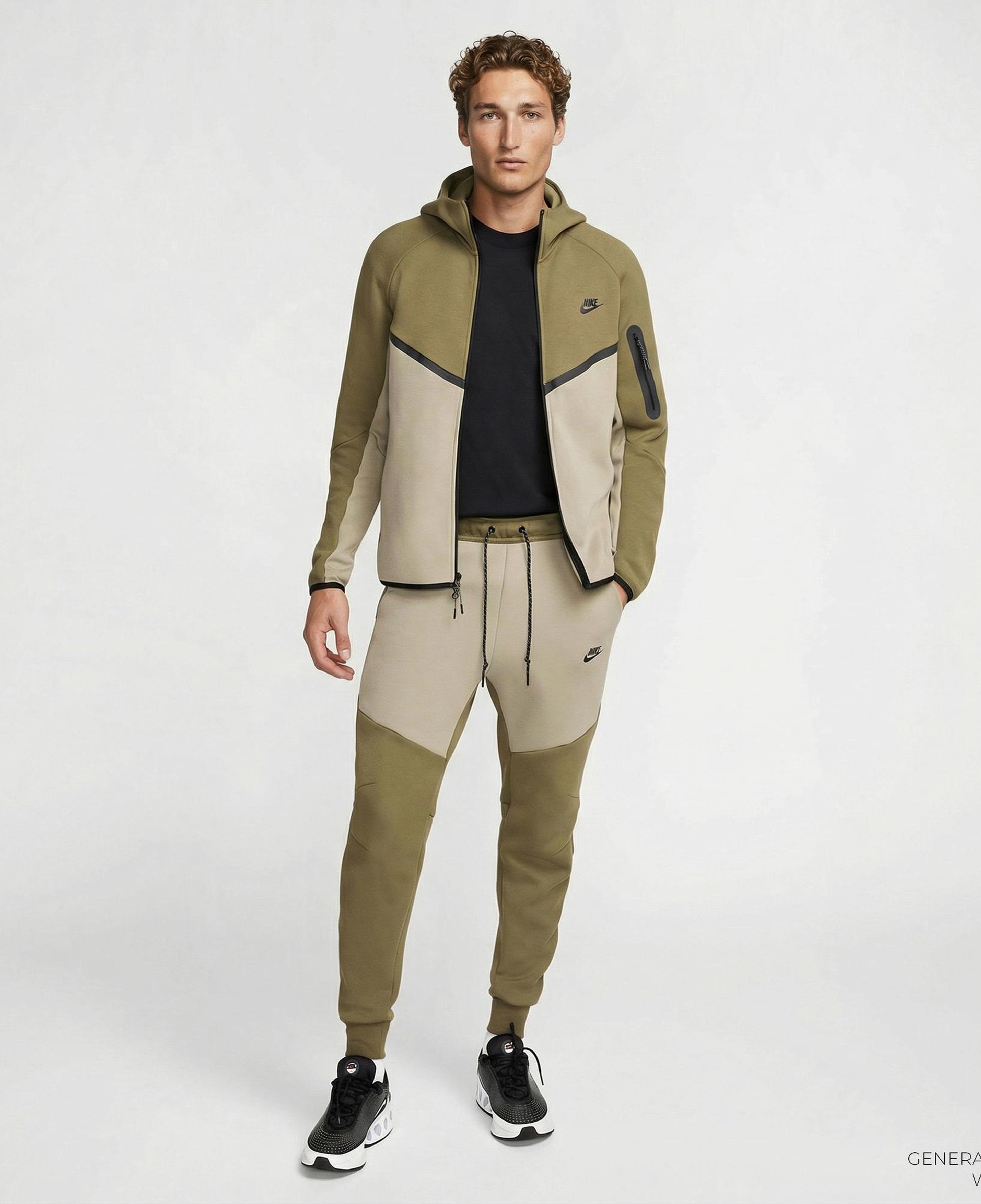 Nike Tech Fleece Erkek Haki Kapüşonlu Hoodie