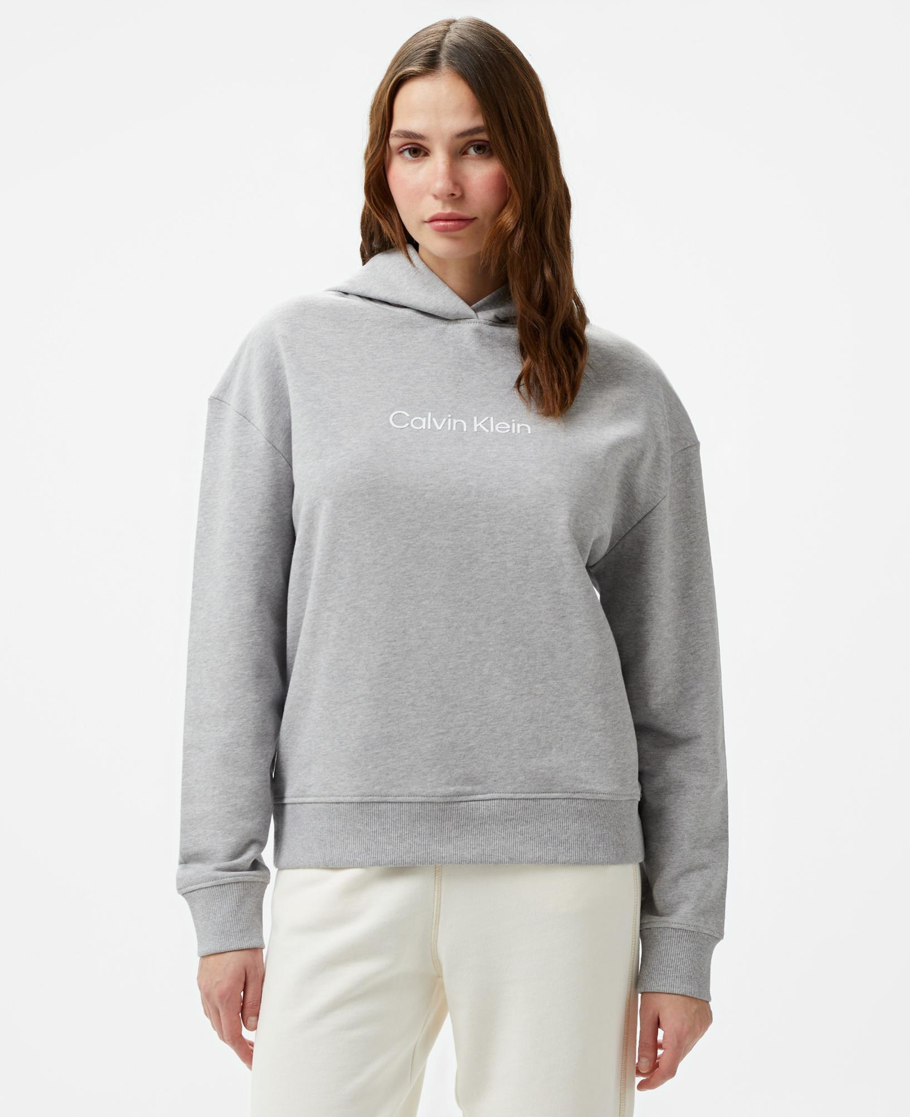 Calvin Klein Hero Logo Kadın Gri Hoodie