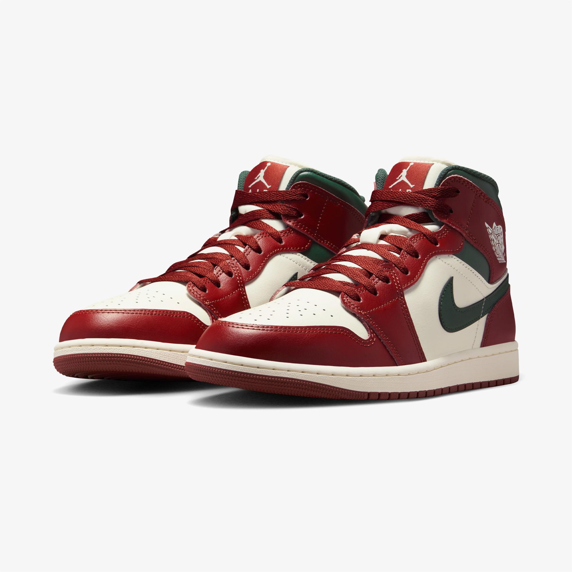 Jordan Air 1 Mid Erkek Kırmızı Spor Ayakkabı
