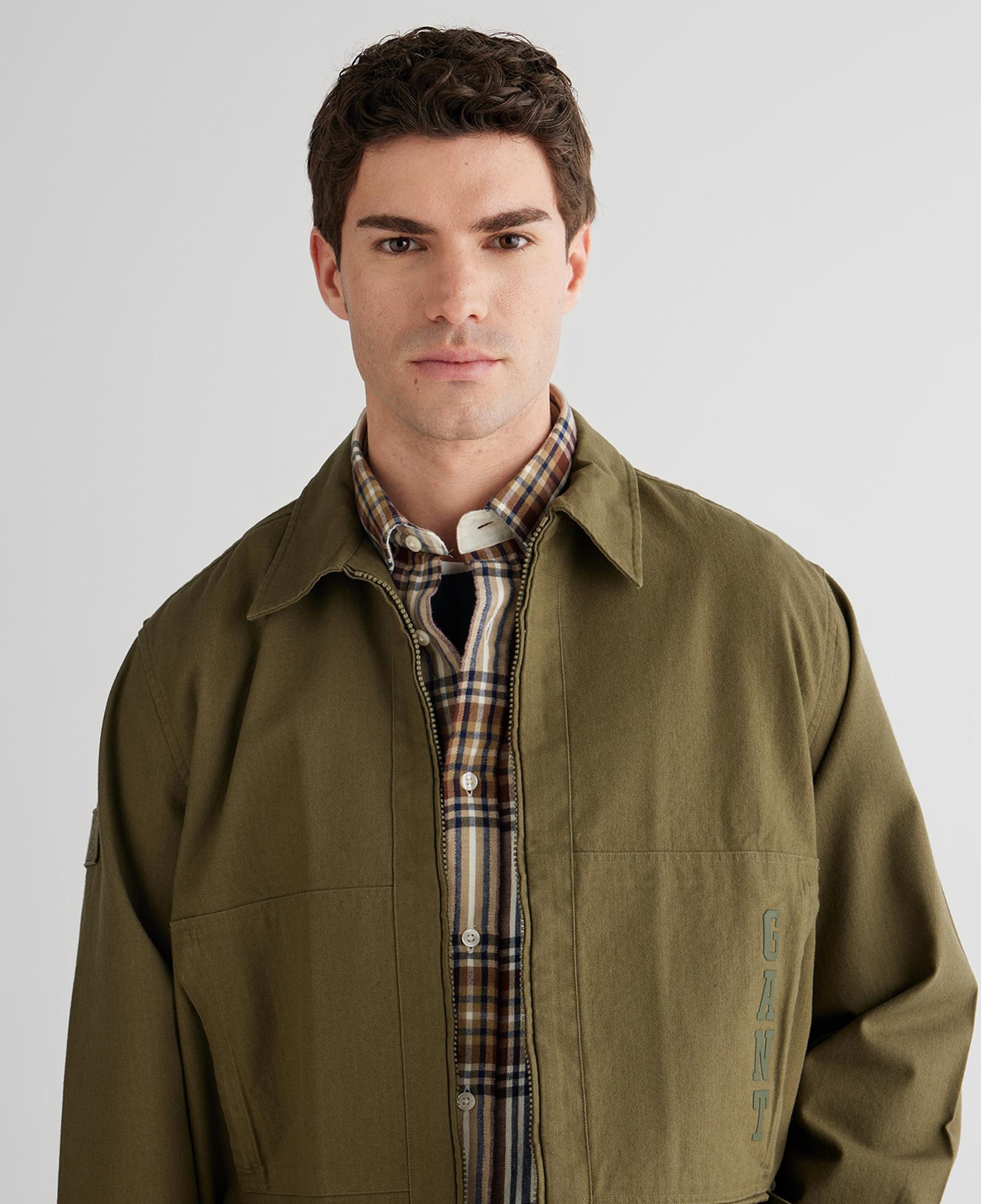 GANT Erkek Yeşil Oversize Fit Fermuarlı Logolu Gömlek