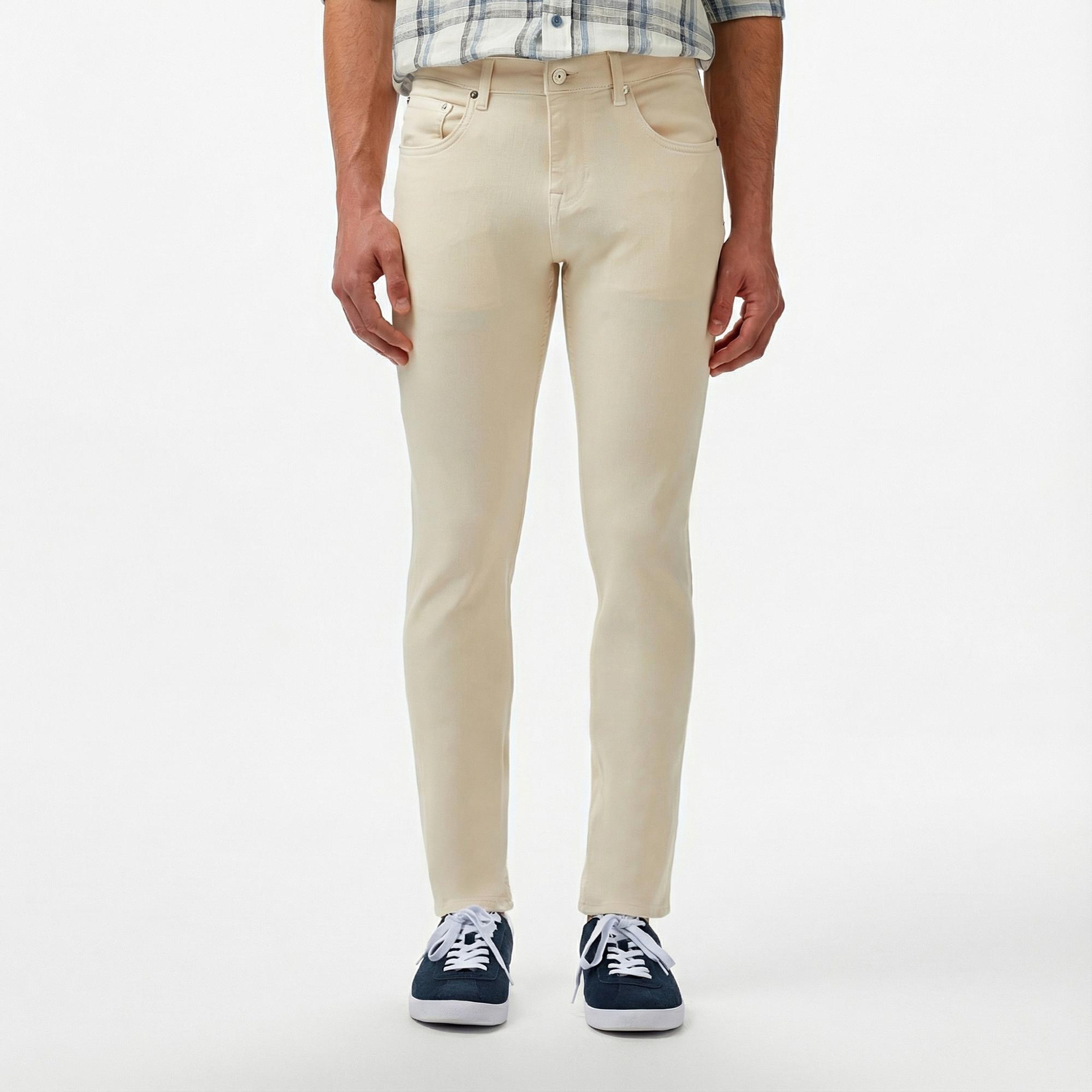 Lacoste Erkek Slim Fit Krem Jean Pantolon