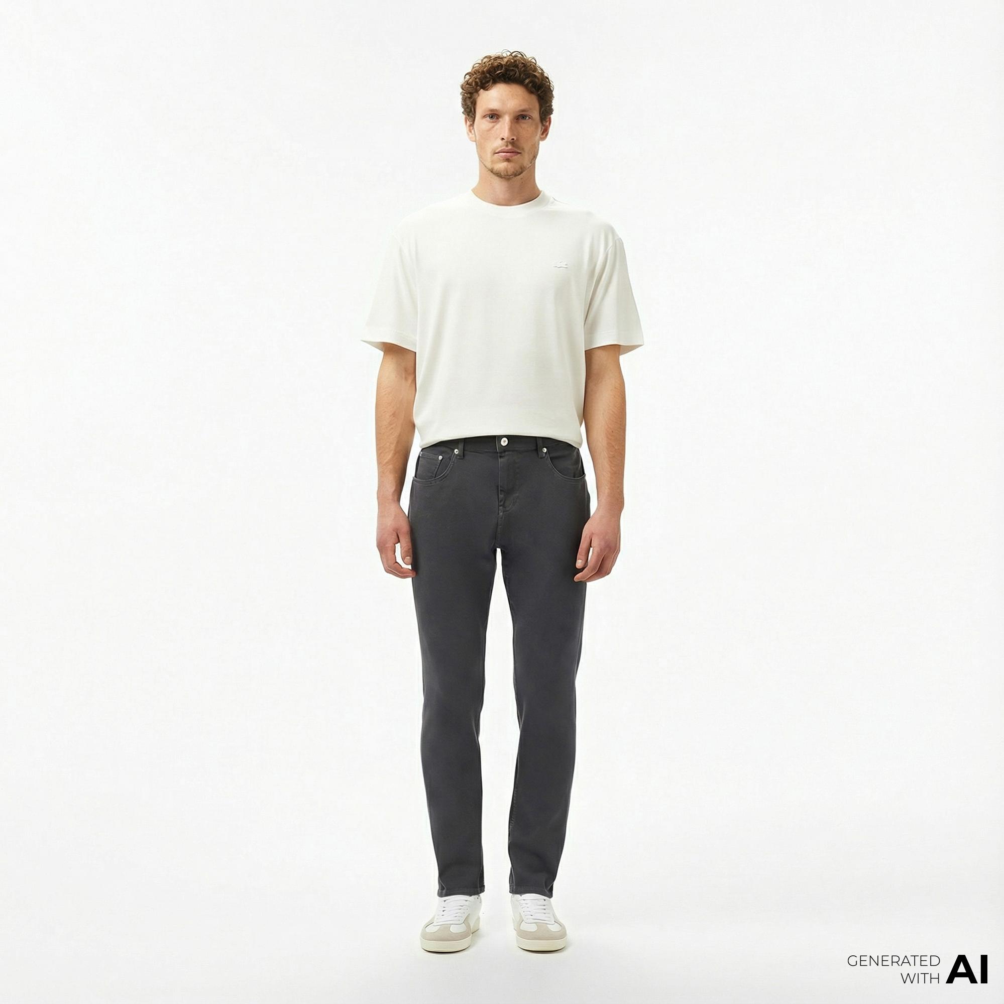 Lacoste Erkek Slim Fit Gri Jean Pantolon