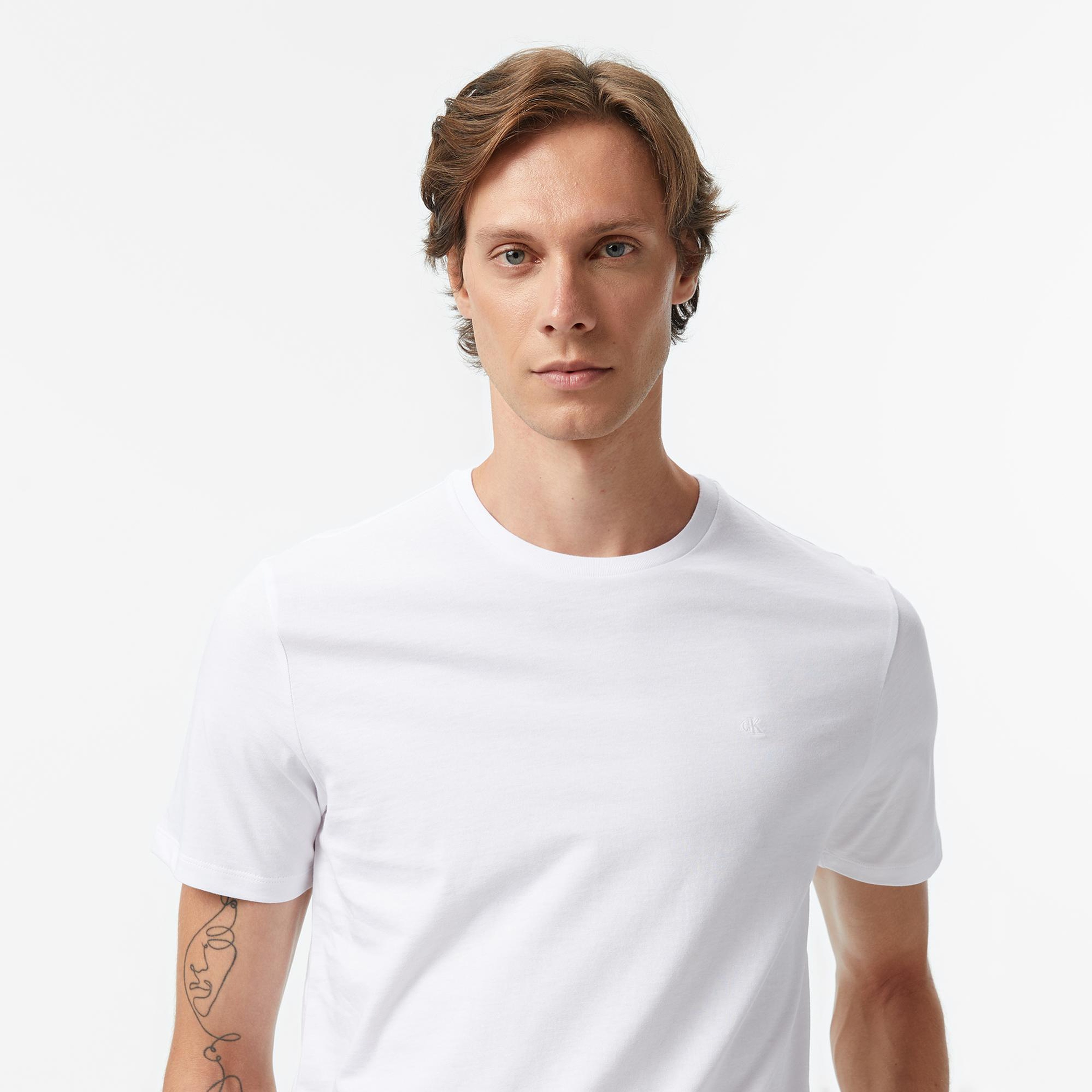 Calvin Klein Smooth Solid Erkek Beyaz T-Shirt