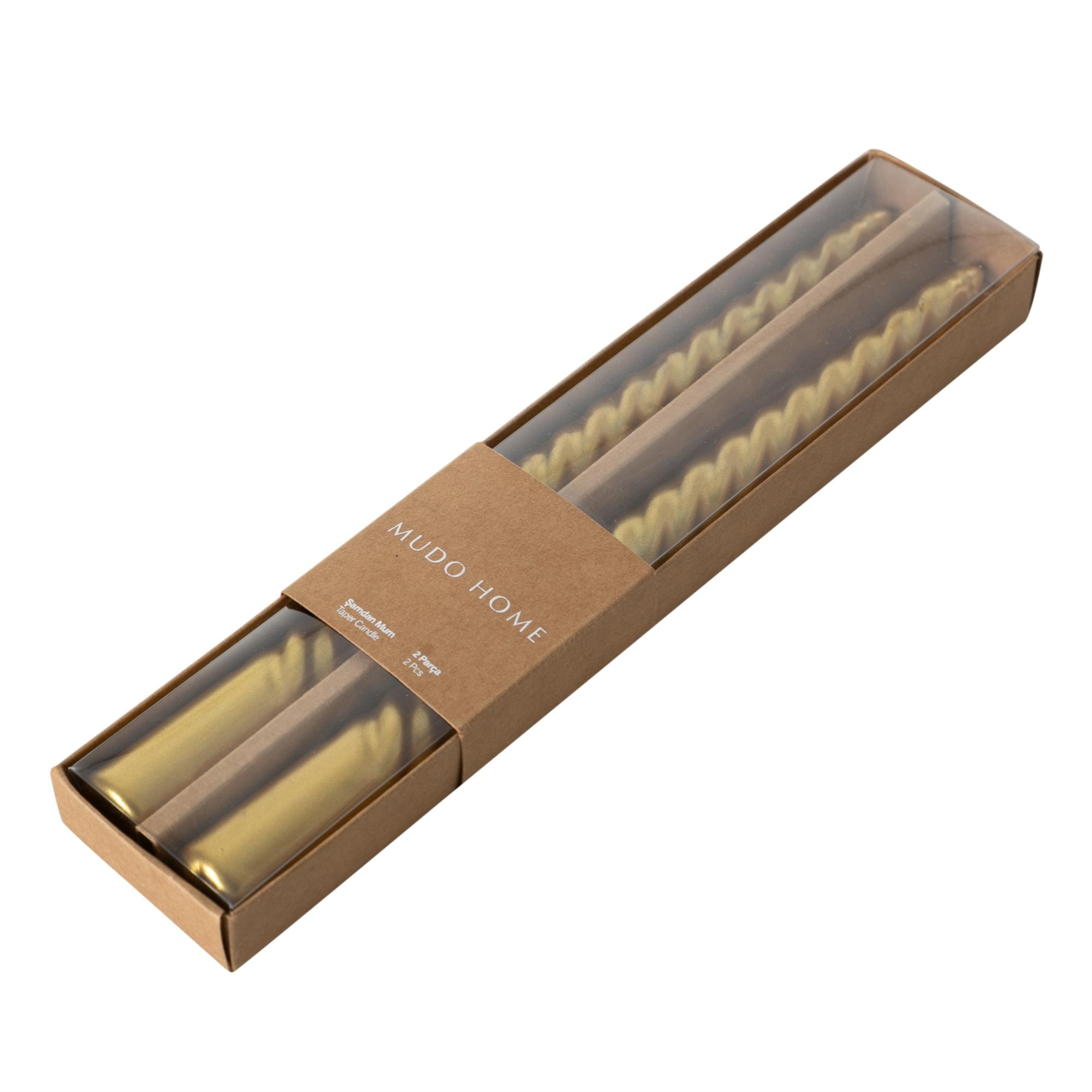 2Lİ BURGULU ŞAMDAN MUM GOLD 25CM