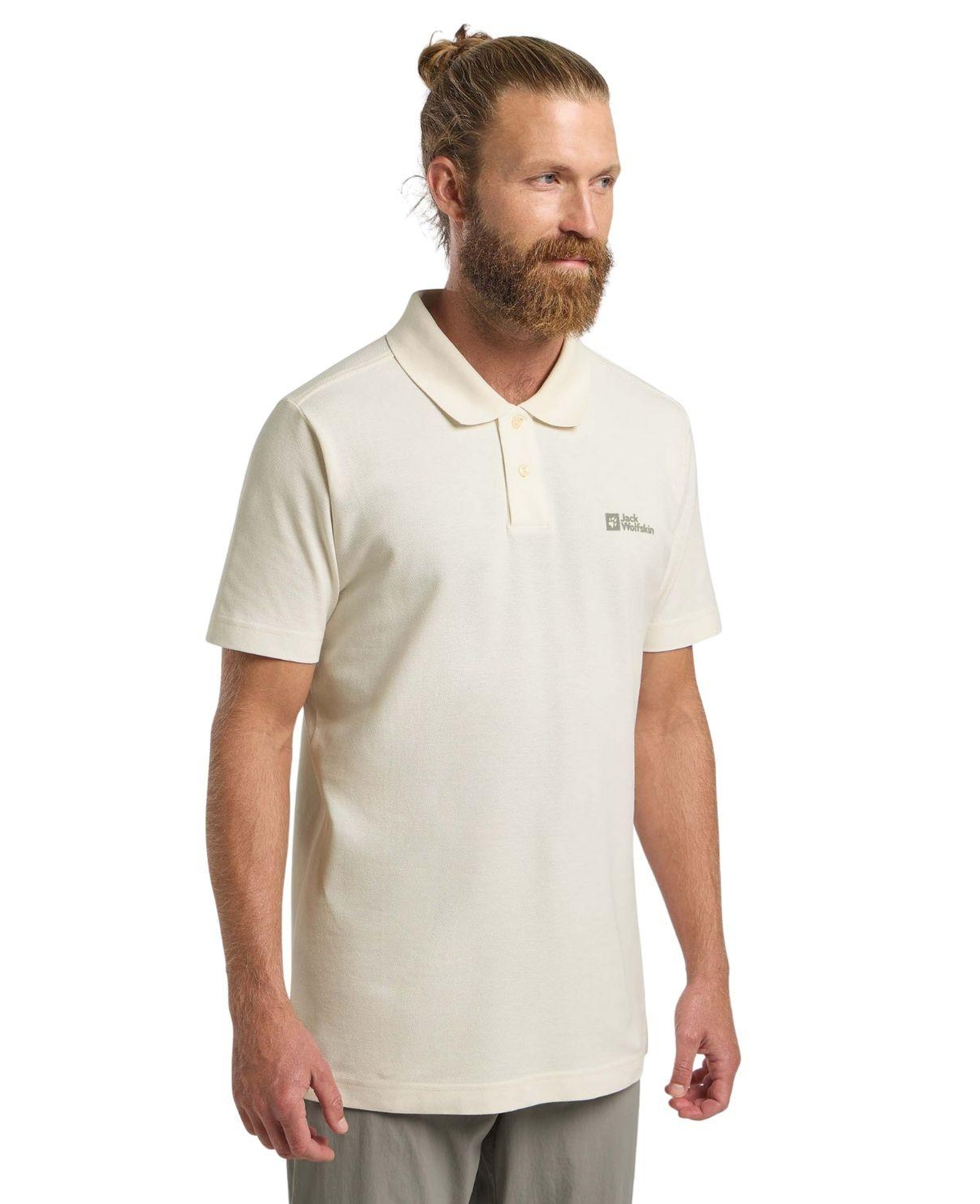 Jack Wolfskin Essential Polo Erkek Beyaz Polo Tişört