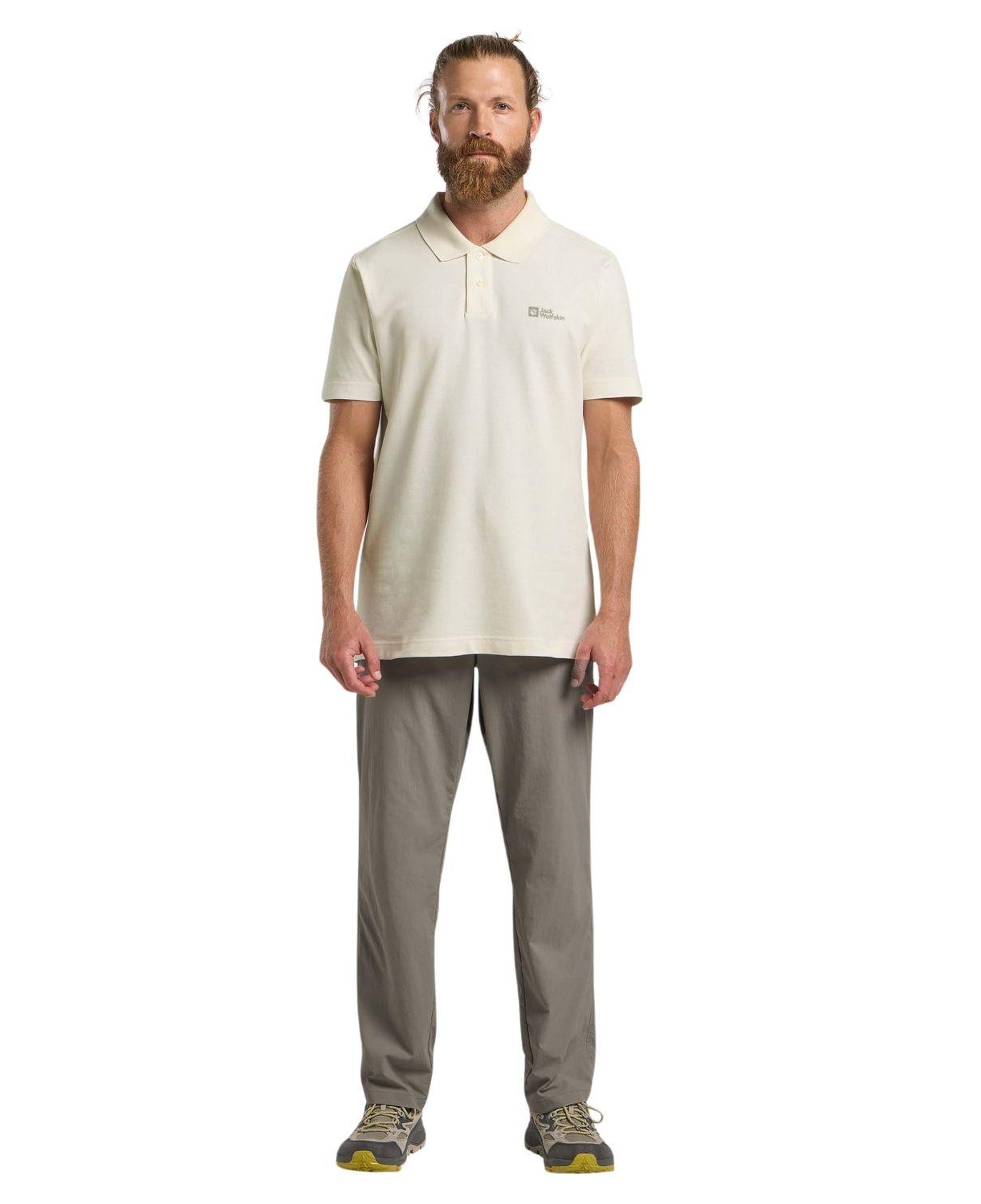 Jack Wolfskin Essential Polo Erkek Beyaz Polo Tişört