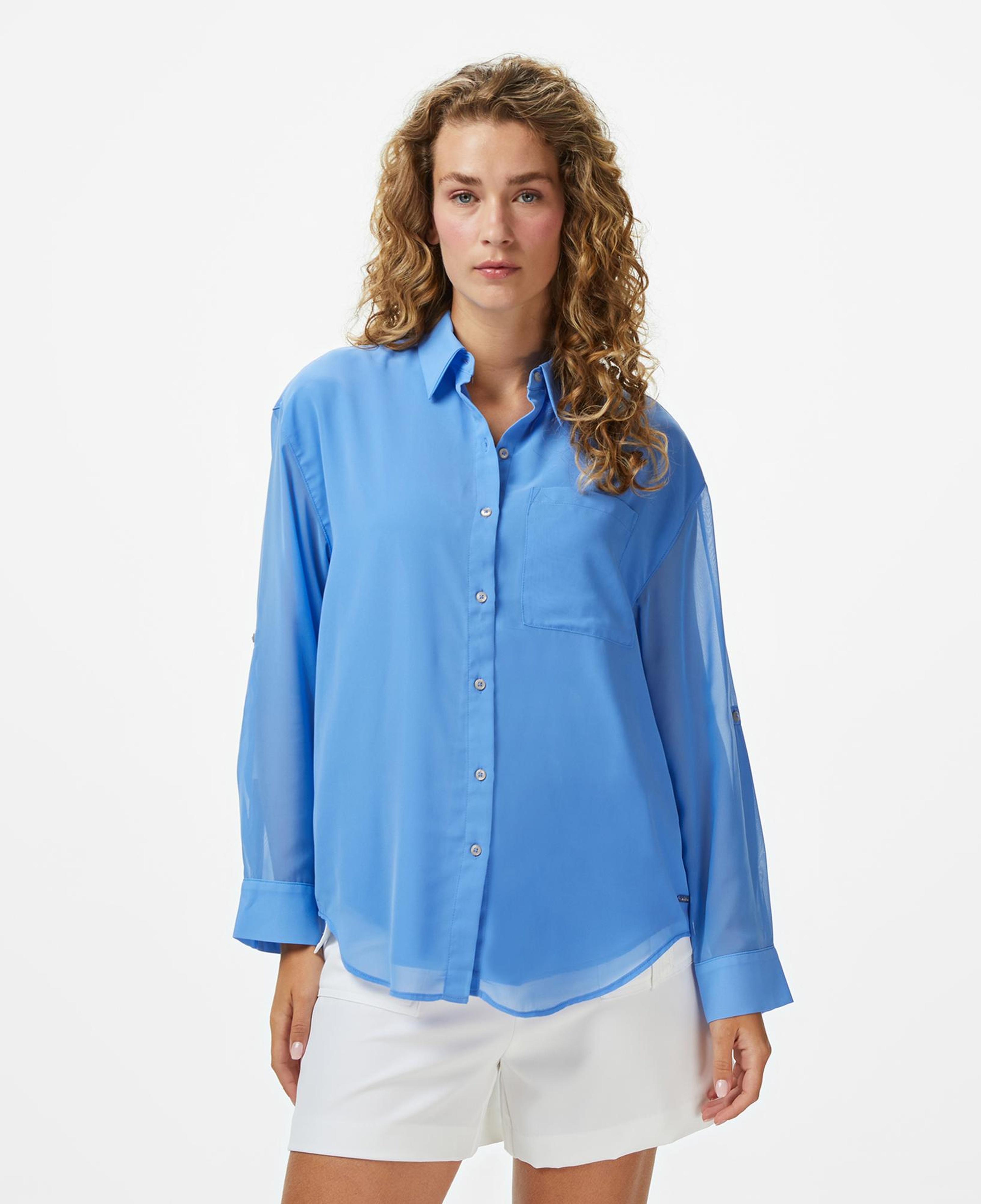 Calvin Klein Roll Utility Pocket Kadın Mavi Gömlek