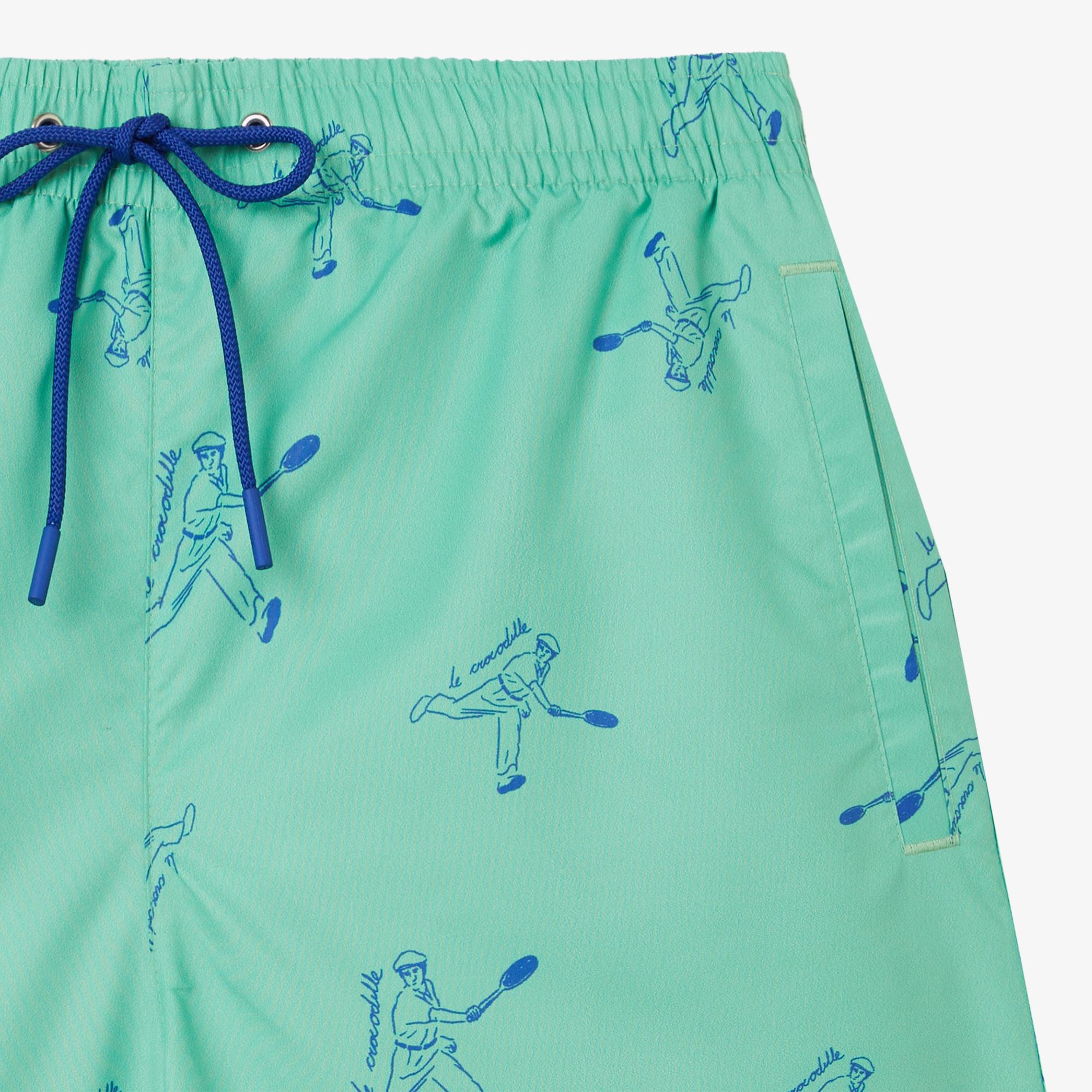 Erkek Regular Fit Desenli Yeşil Mayo