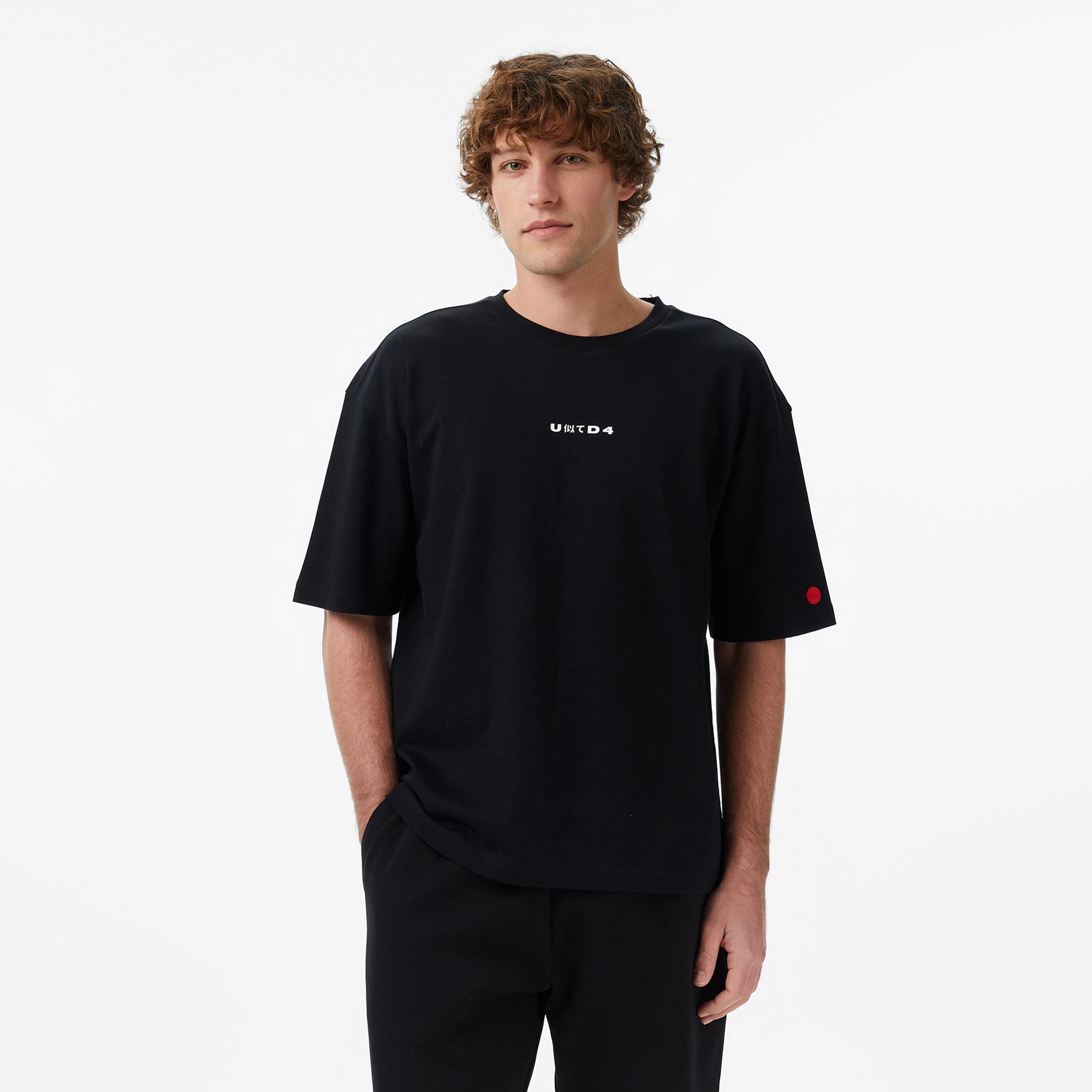 UNITED4 Regular Fit Erkek Siyah T-Shirt