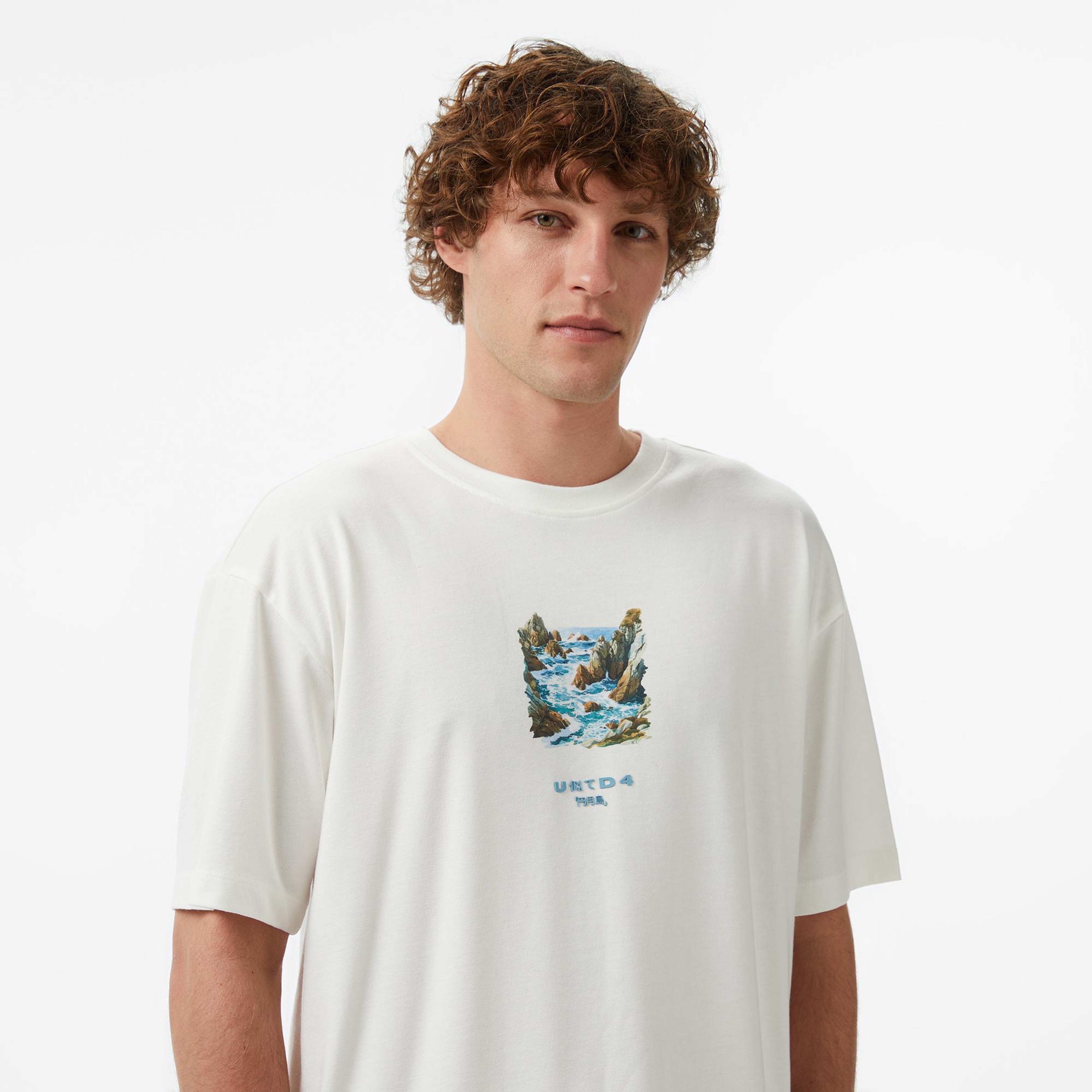 UNITED4 Regular Fit Erkek Bej T-Shirt