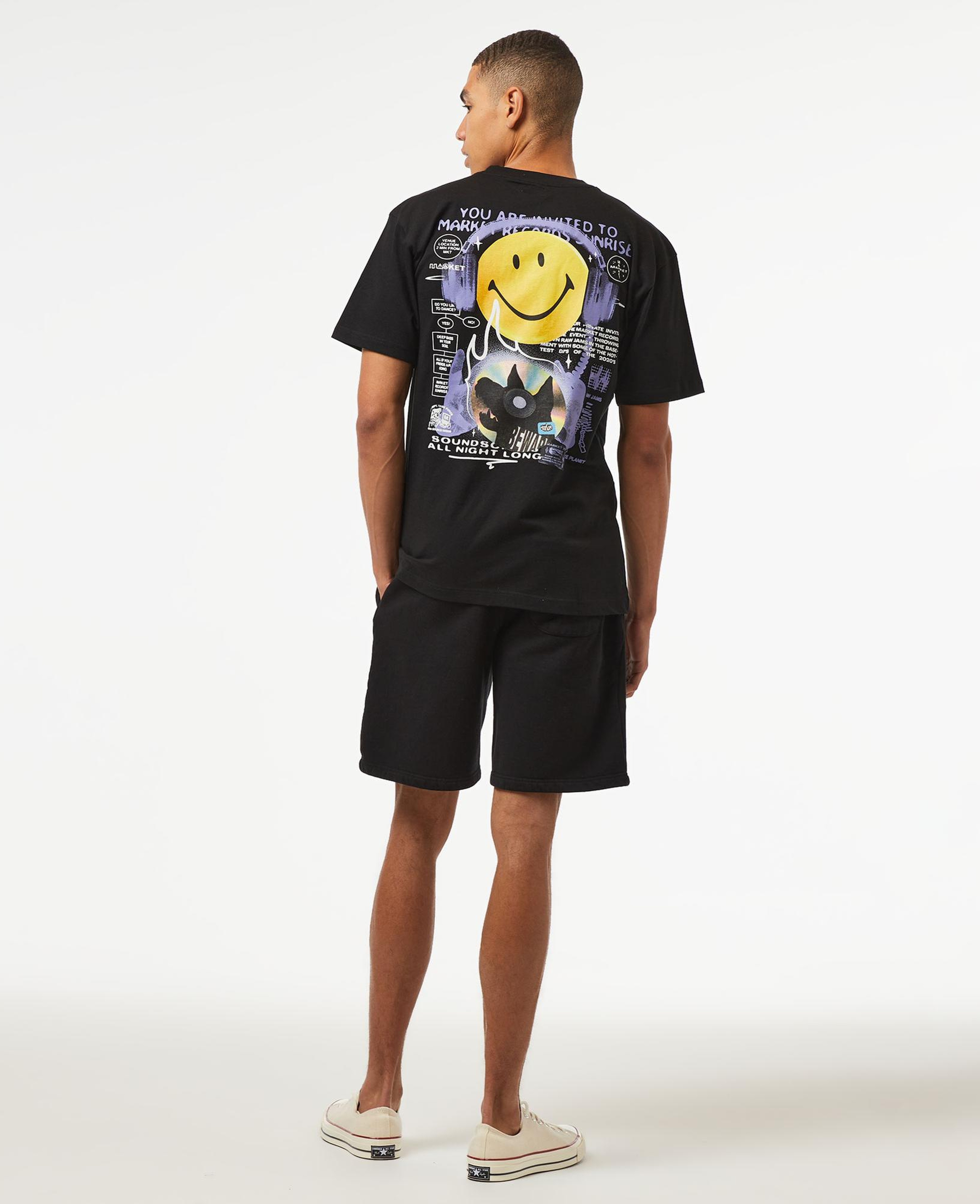 Market Smiley Vintage Erkek Siyah Şort