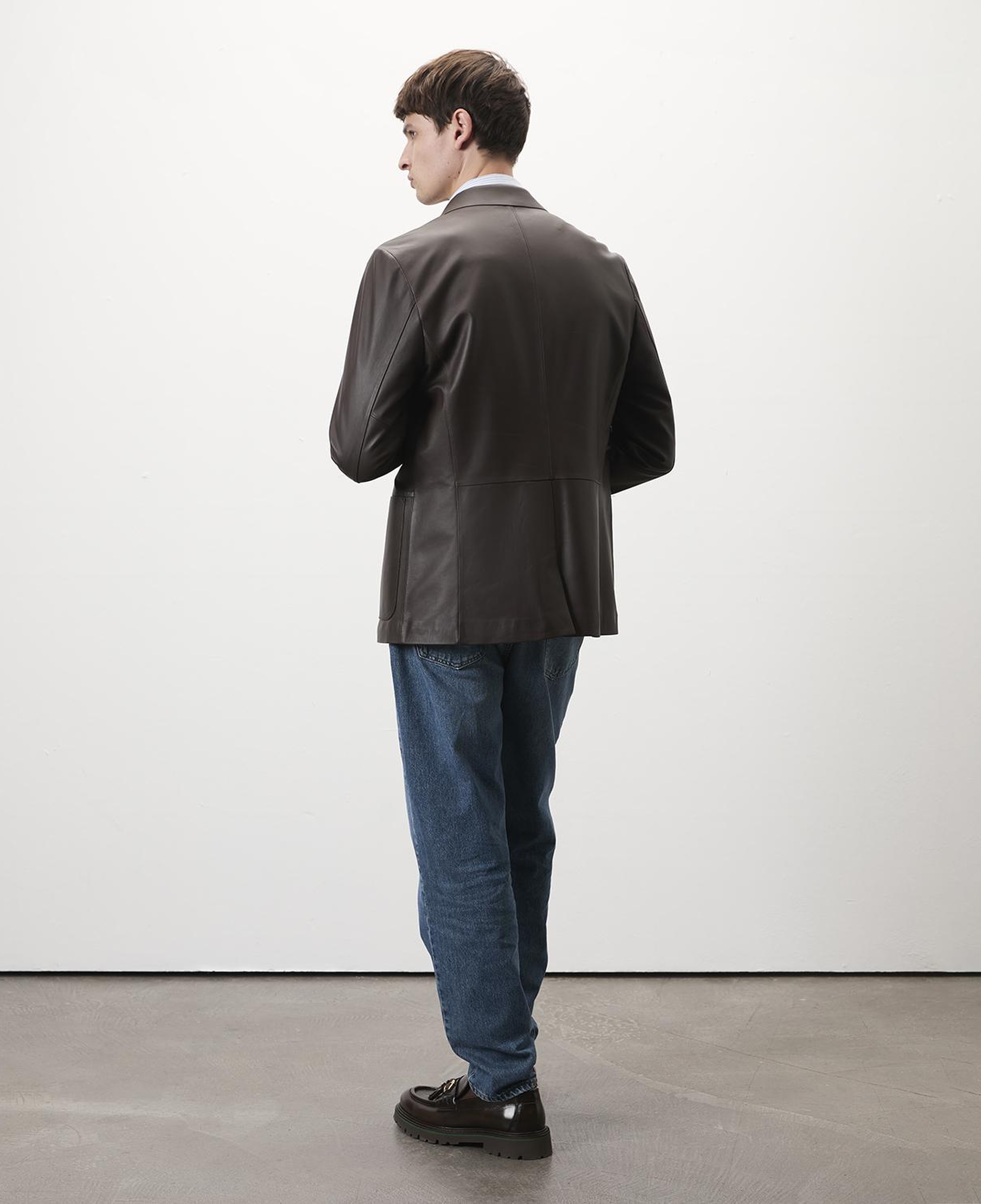 Auburn Kahverengi Erkek Deri Blazer Ceket