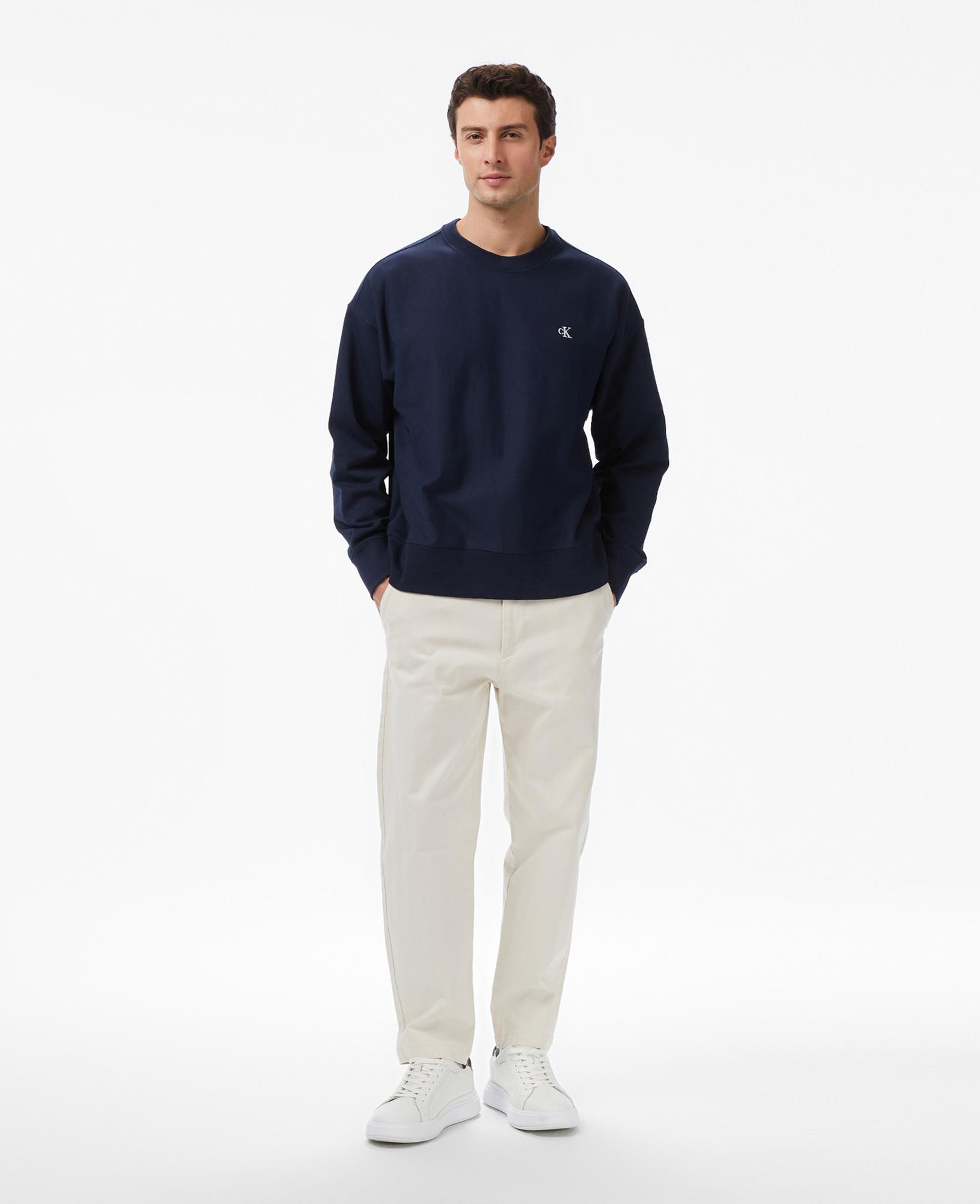 Calvin Klein Premium Terry Monogram Erkek Lacivert Sweatshirt